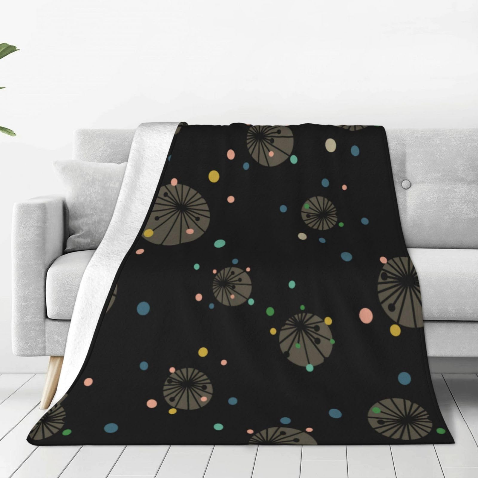 SMAZDFXX Cute Atomic Starburst Retro Mid Century Modern Silky and Non Pilling Touch, Modern Blanket 80"X60"