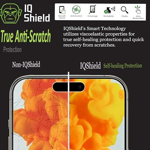 Miniatura 5 de IQShield Protector de pantalla compatible con Apple iPhone 15 Pro Max (paquete de 2) película de TPU transparente antiburbujas