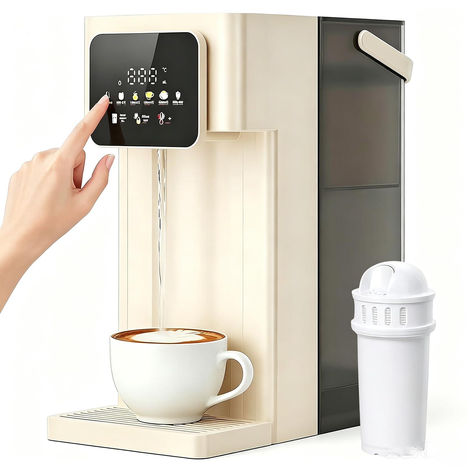 Distributore di acqua calda istantanea, macchina filtrante da tavolo da 3 litri con display touch LED, blocco bambini, 12 impostazioni di temperatura per casa, ufficio, cucina