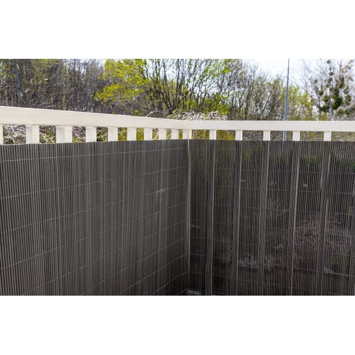 Grindi - Sichtschutzmatte Sichtschutzzaun Zaunblende für Balkon, Garten, Terrasse, runden Röhrchen Sichtschutzzaun, Schattiernetz, Sonnen- und Windschutz - PVC - GMW - Anthrazit, 150x300 cm