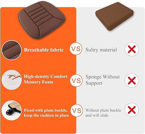 Miniatura 7 de kingphenix Cojín de asiento de automóvil con espuma viscoelástica de confort de 1.2 pulgadas, cojín de asiento para automóvil y silla de oficina