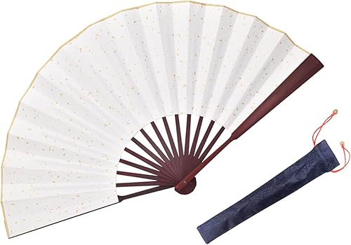 Miniatura 9 de HONSHEN Abanico plegable, abanicos de papel Xuan de bambúAbanico plegable de artes tradicionales chinas con una funda de tela para decoración de