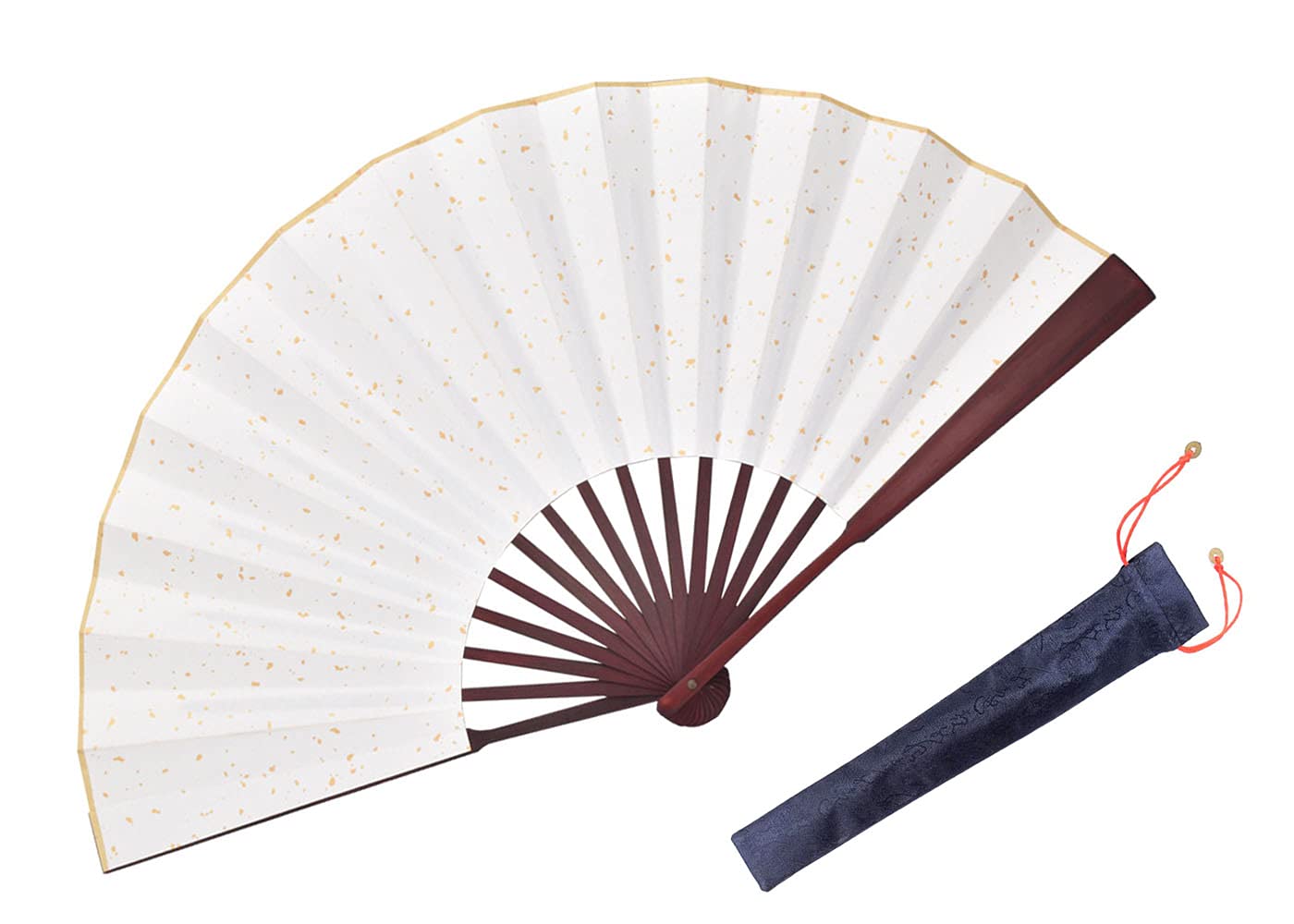 HONSHEN Folding Fan,Bamboo Xuan Paper Fans/Traditional Chinese Arts Folding Fan with a Fabric Sleeve for Calligraphy Painting Decorations and Gifts (Bamboo Paper Folding Fan C)