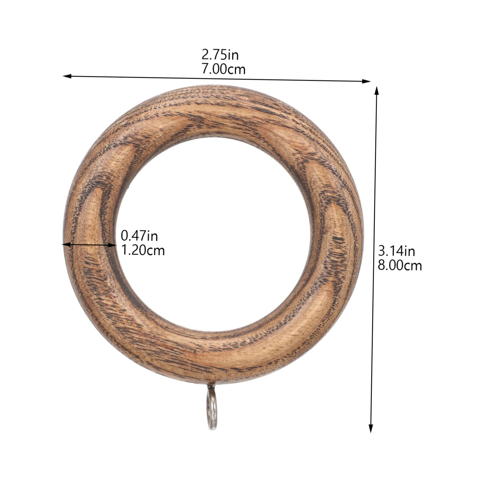 MUCKLILY 2Pcs Wooden Curtain Rings for Home Smooth Finish Ring Hooks for Curtains Accessories for Bathroom and Drapery Walnut Color for Roman Rods