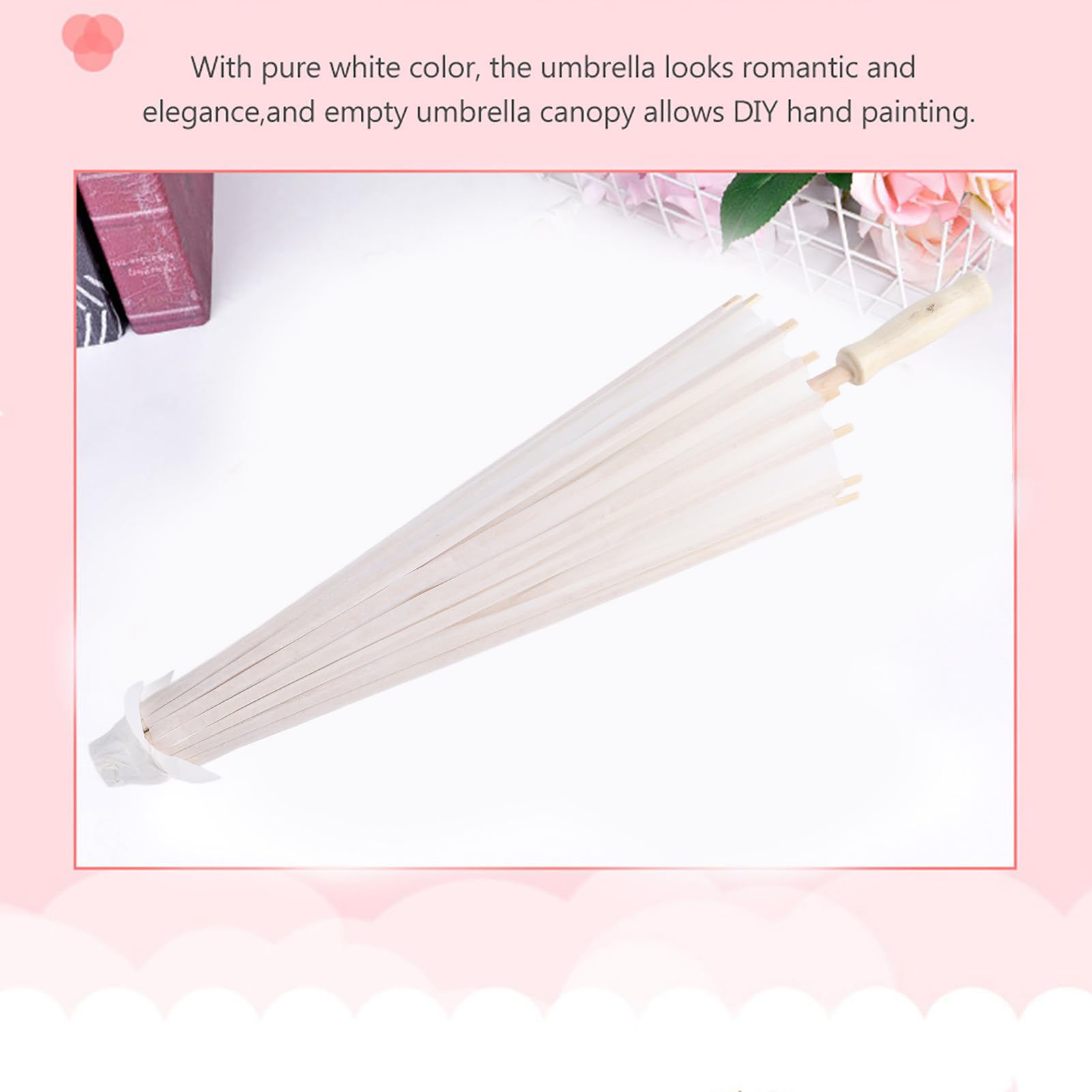 Ombrello Di Carta Bianco Per Decorazione - Diametro 60cm, Per Matrimoni, Feste E Pittura Fai Da Te - Foto 10