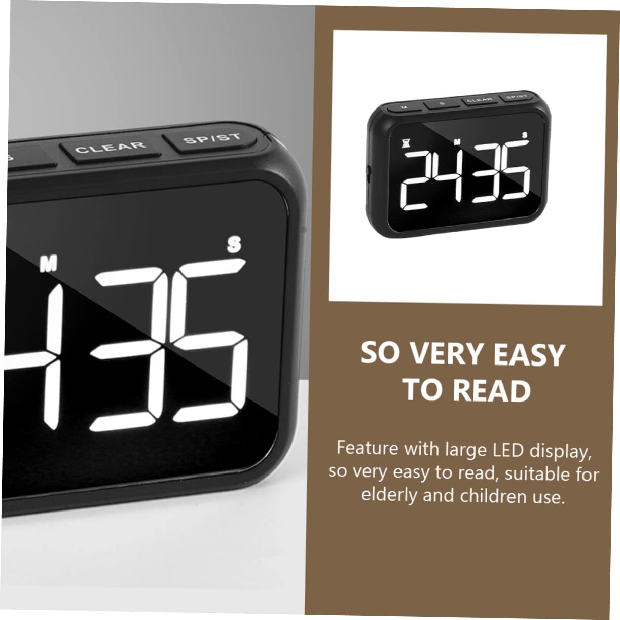 TOPBATHY 3st Wecker Digitaler Küchentimer Elektronisch Uhr USB-Timer Großbildschirm-Touch-küchen Digitaler Countdown- Mechanischer Für Die Küche Alarm Nacht Kochen Abs Black