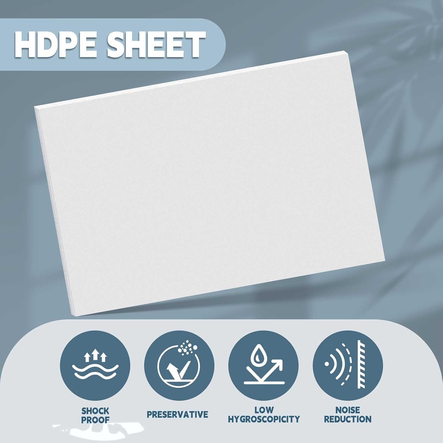 Sasylvia Hdpe Sheet, Hdpe Plastic Sheet Flexible High Density Polyethylene Cutting Board Solid Plastic Block for Marine, CNC, Machining, Industrial, DIY Projects(1/2" X 12'' X 16'',White,1 Pcs)