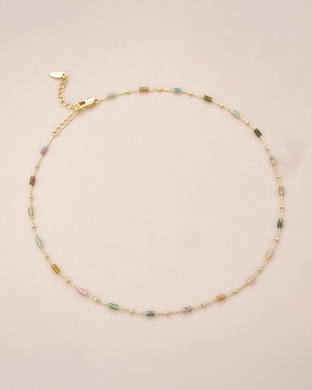 18K gold plated Blue Green Purple Amber Colored Nature Gemstone Quartz Crystal Bead Stone Healing FULLY ADJUSTABLE Statement Necklace Choker for Women by SNGIA, Colorful Beaded Strand Tennis Trendy Bohemian Preppy Retro Handmade Jewelry Gifts, Multicolor Vintage Unique Cute Baroque Summer Beach Fashion Nickle Free Accessories - Image 5