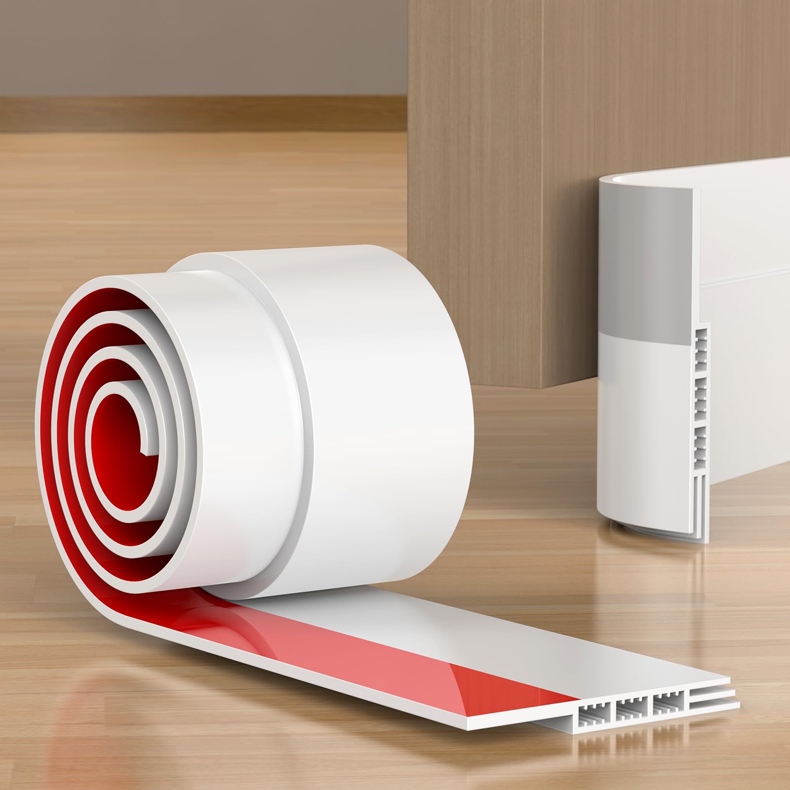 Burlete Puerta Entrada 100 x 5cm, Burlete Puerta Exterior Autoadhesivo (Rápido y Sencillo) Insonorización, Protección contra el Frío y Sellado, Burletes para Puertas (Blanco)