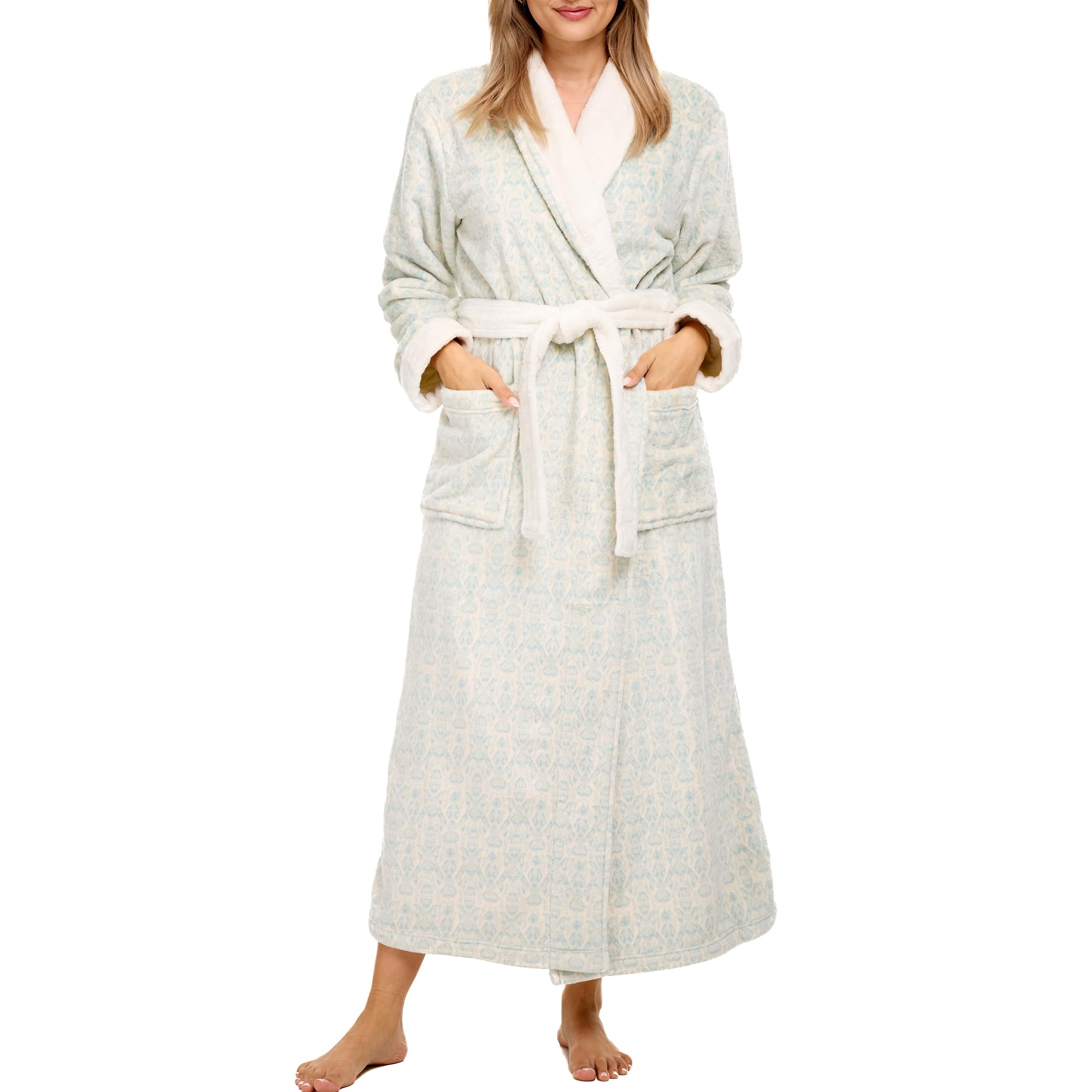 Alexander Del Rossa Plush Robe for Women, Long Fleece Winter Bath Robe, Plus Size
