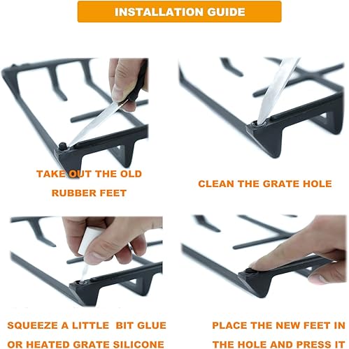 Miniatura 5 de Rejilla de goma W10919249 para cocina de gas, compatible con Whirlpool, Maytag, KitchenAid y más, paquete de 10