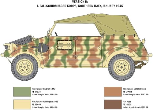 Miniatura 5 de Italeri 19 WW.II Alemán Kubelwagen Type82 Kit de modelo de plástico IT7405, Camo
