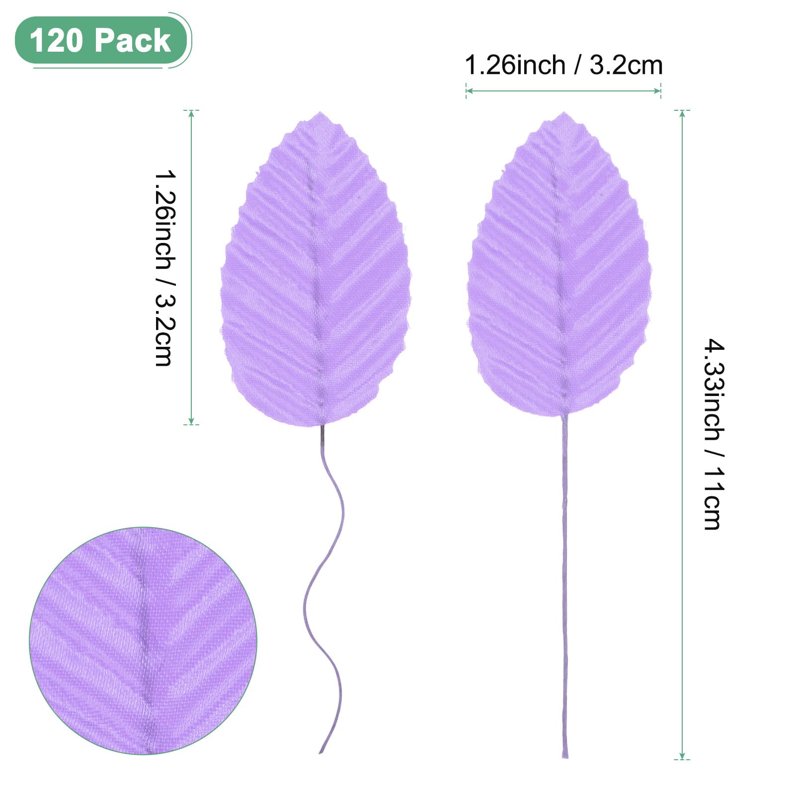 M METERXITY 120-Pack Artificial Silk Leaf, Faux Wire Single Leaves - Image 3