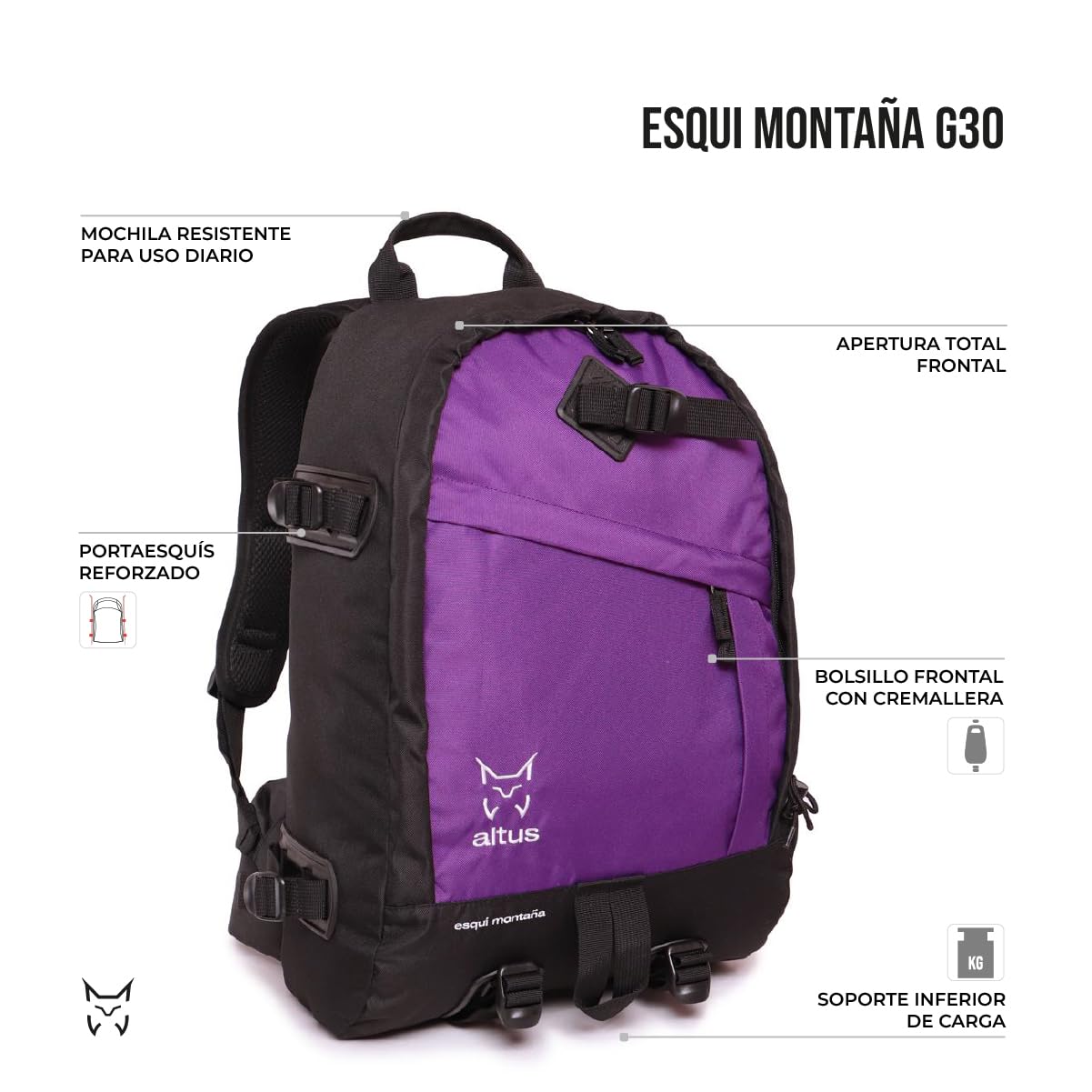 ALTUS Ski Berg G30 | 27 Liter | Cityrucksack | Schulrucksack | Laptop | Reisen | Wandern | Schule | Universität | Erwachsene | Unisex | für Damen und Herren