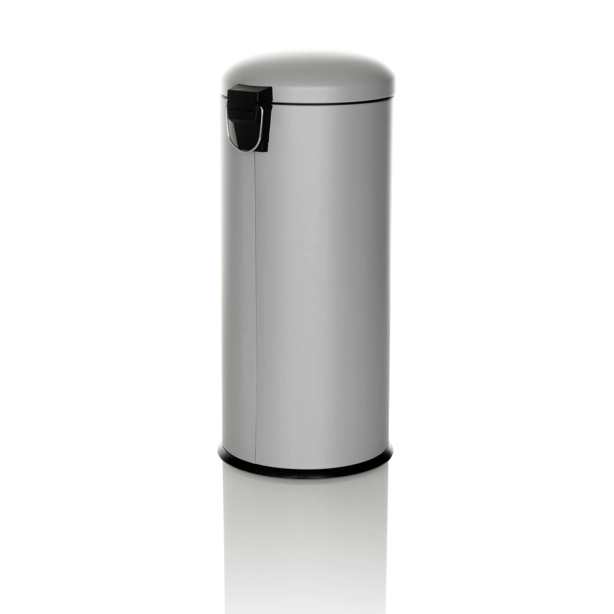 hjh OFFICE Mülleimer 30 Liter CLEAN VIII Metall Abfalleimer luftdicht schließend, hygienischer Treteimer 30L Grau, 741101