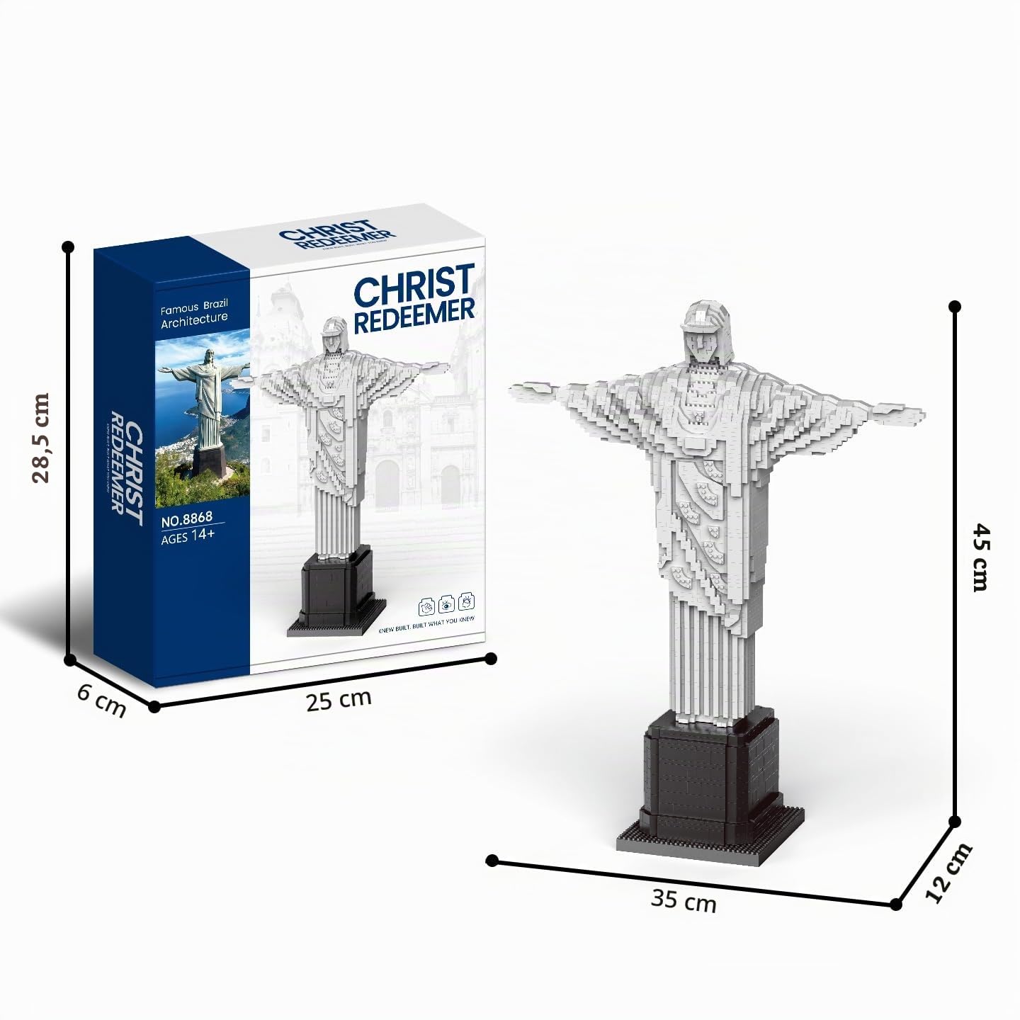 Bloques de construcción con forma de cruz de Jesucristo de 18 pulgadas Una representación religiosa tranquila que ayuda a aliviar el estrés. Ideal como regalo cristiano para la decoración del hogar o