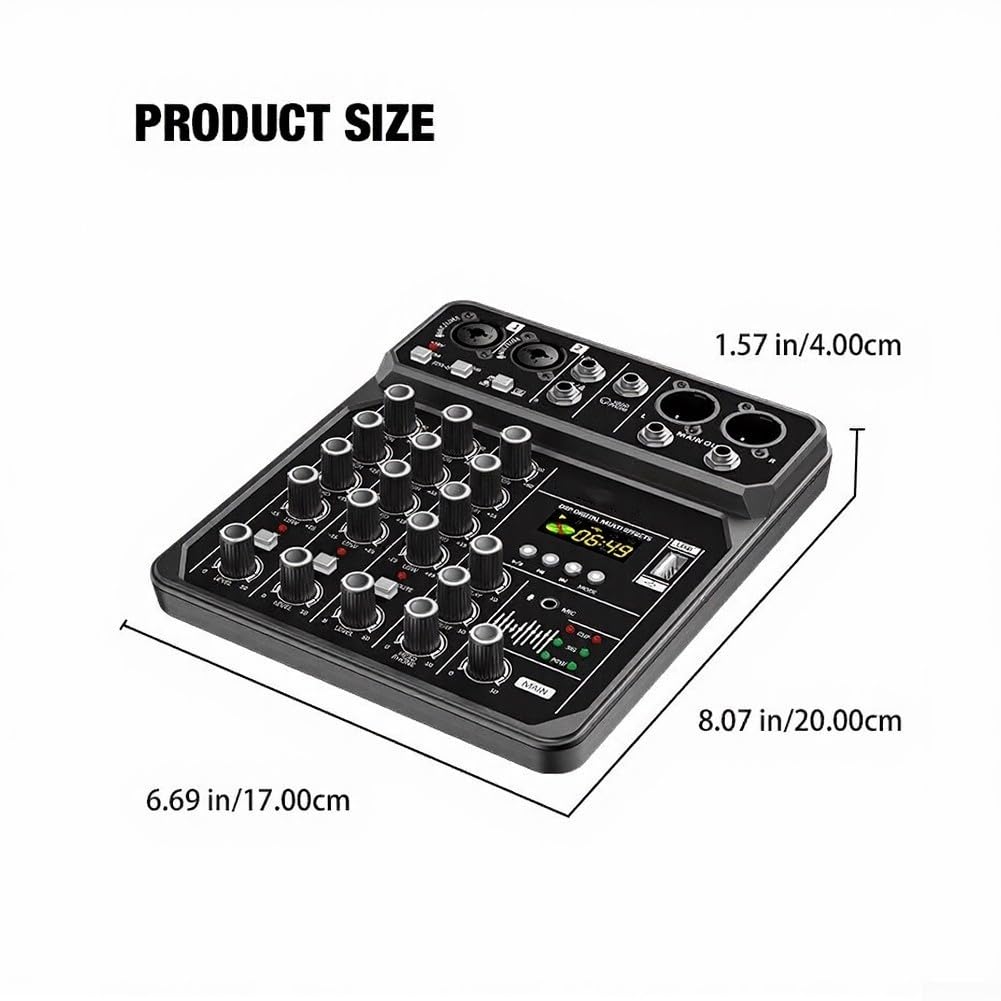 Console di mixaggio a 4 canali con riproduzione MP3 da 48 V per esibizioni all'aperto Musica Canto Mixer portatile