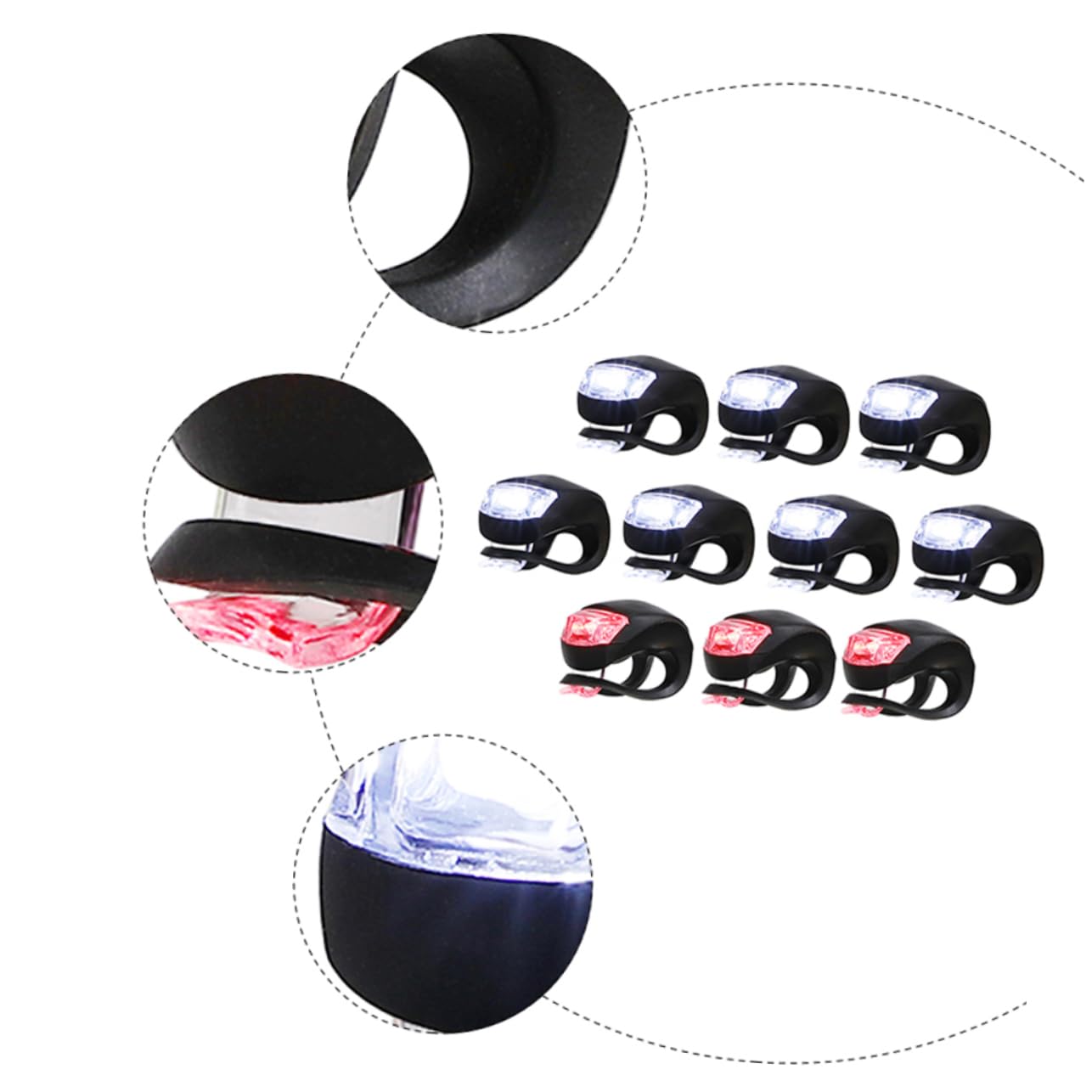 VANZACK Cycling Light Set 10pcs Silicone Bike Headlight Taillight Waterproof Easy to Install for Night Riding