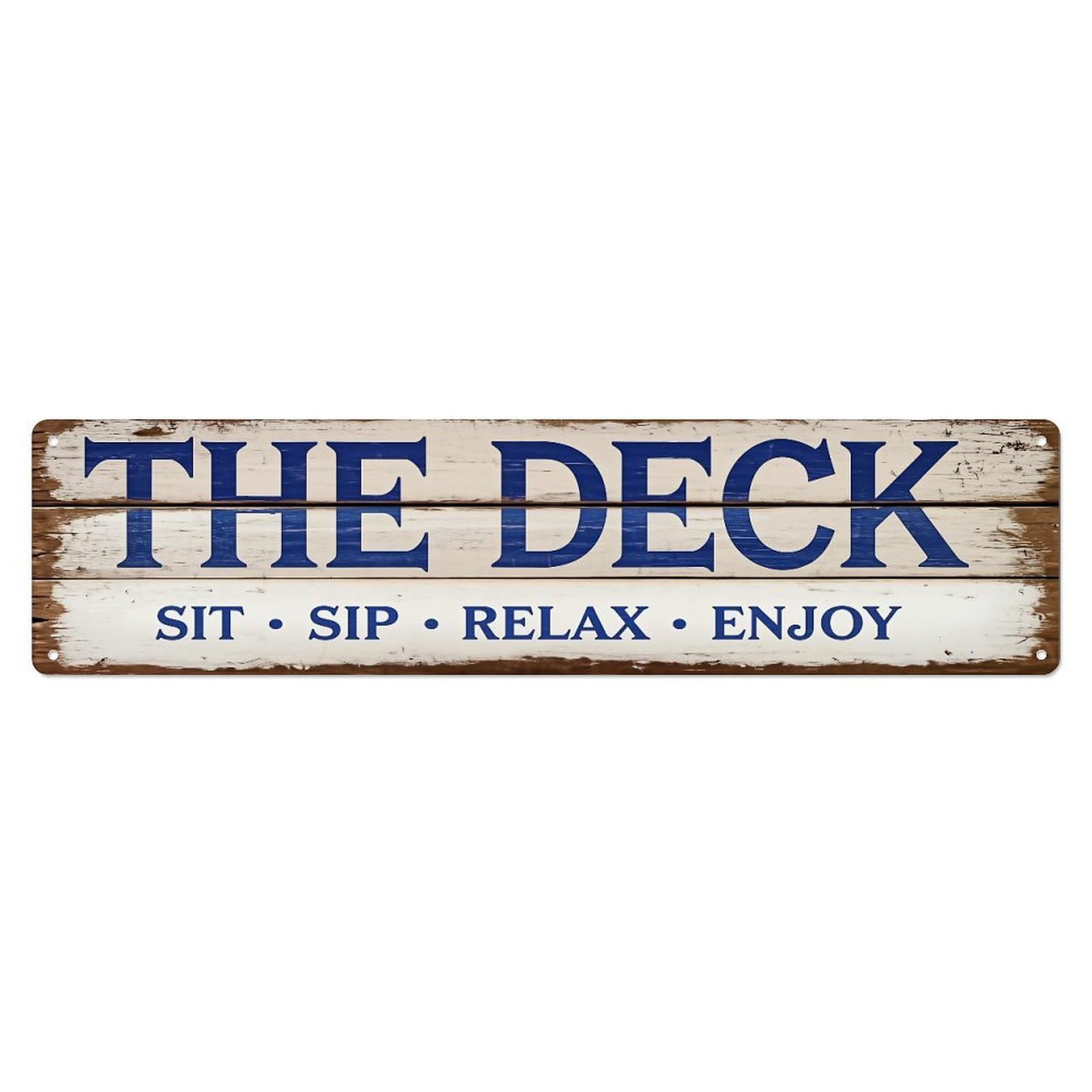 Jdyaojiesheng Vintage The Deck Sit Sip Relax Enjoy Tin Sign Retro Metal Wall Decor Metal Poster, Home Bar Garage Farmhouse Cafe Wall Art Decoration 4X16inch