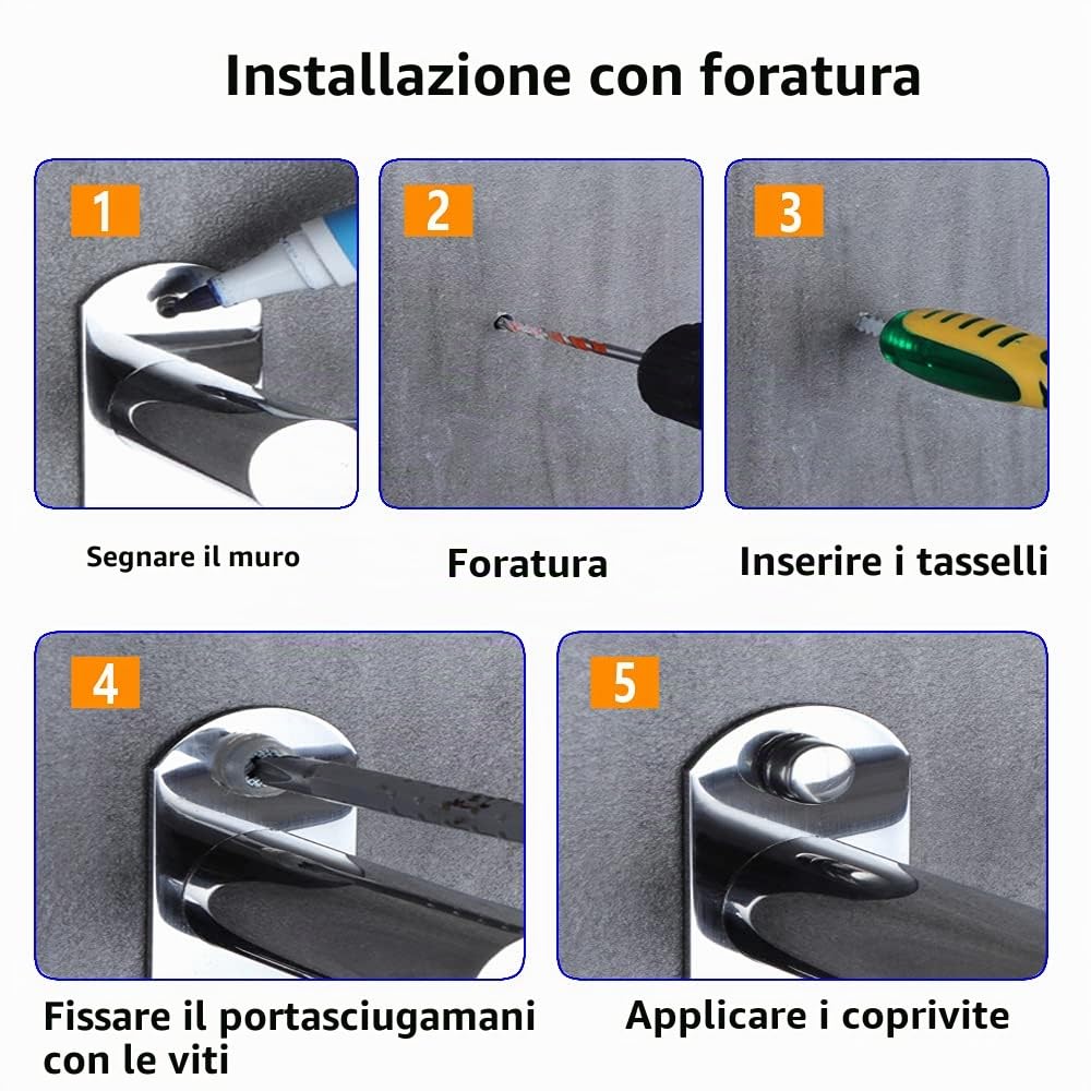 Portasciugamani Muro HONPHIER® Portasciugamani da Parete Porta Salviette Da Bagno Porta Salviette Acciaio Inossidabile Cromato Retrattile 49-90CM Portasciugamani Cromo (2 Barre)