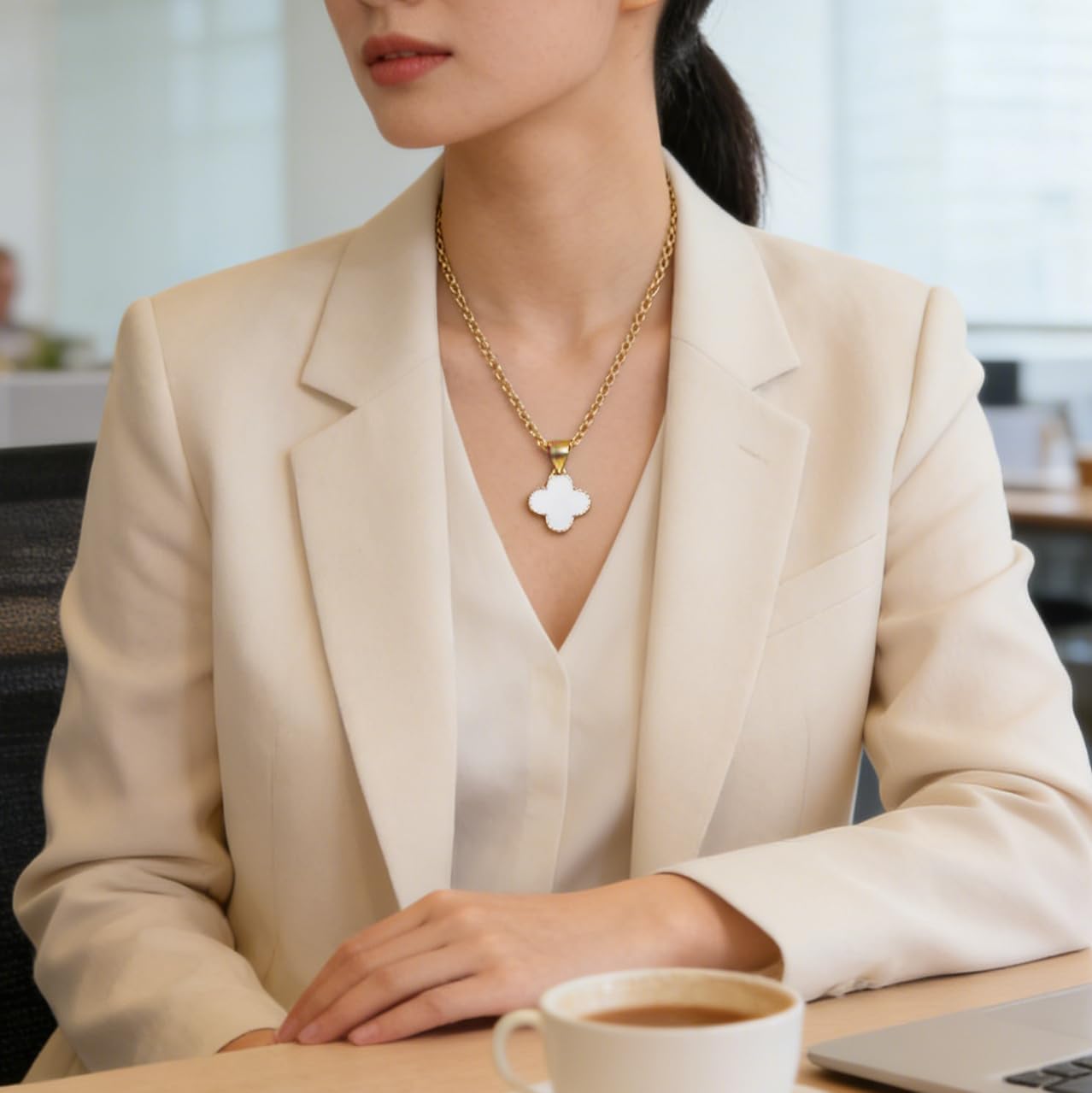 3 Colors Elegant 18K Gold Plated FourLeaf Clover Pendant Necklace – Adjustable Chain – Lucky Minimalist Jewelry Gift for Women - Image 6