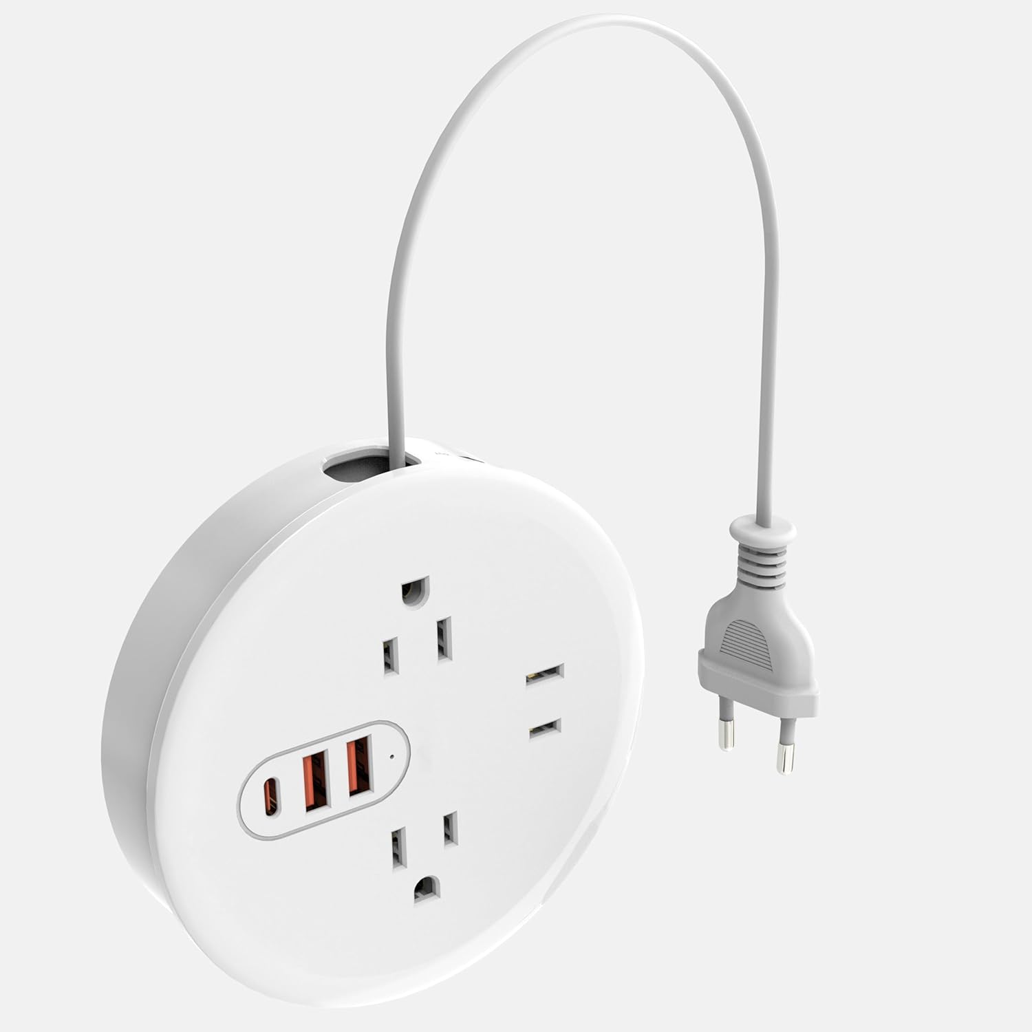European Travel Power Strip with USB C, EU Travel Plug Adapter with 3 Outlets 3 USB Ports, Outlet Converter US to Europe with 4Ft Extension Cord for Travel, Cruise, Dorm Essentials, White