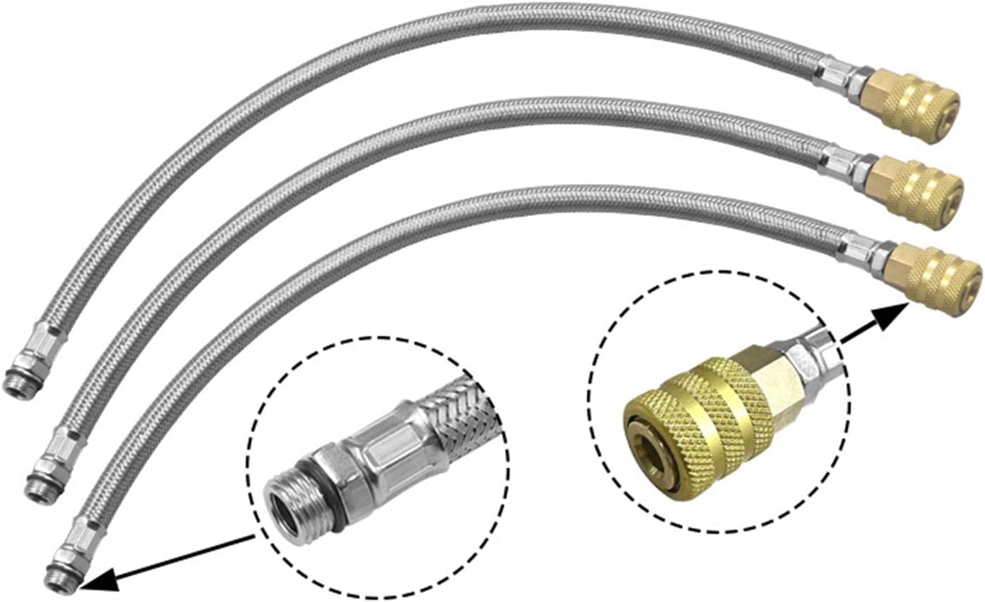 Pull Auto Locking Tire Chuck 12.5mm Threaded Brass Air Connector for Automotive Tires Includes 45.8cm Metal Air Hose Metal Push Pull Tire Inflator