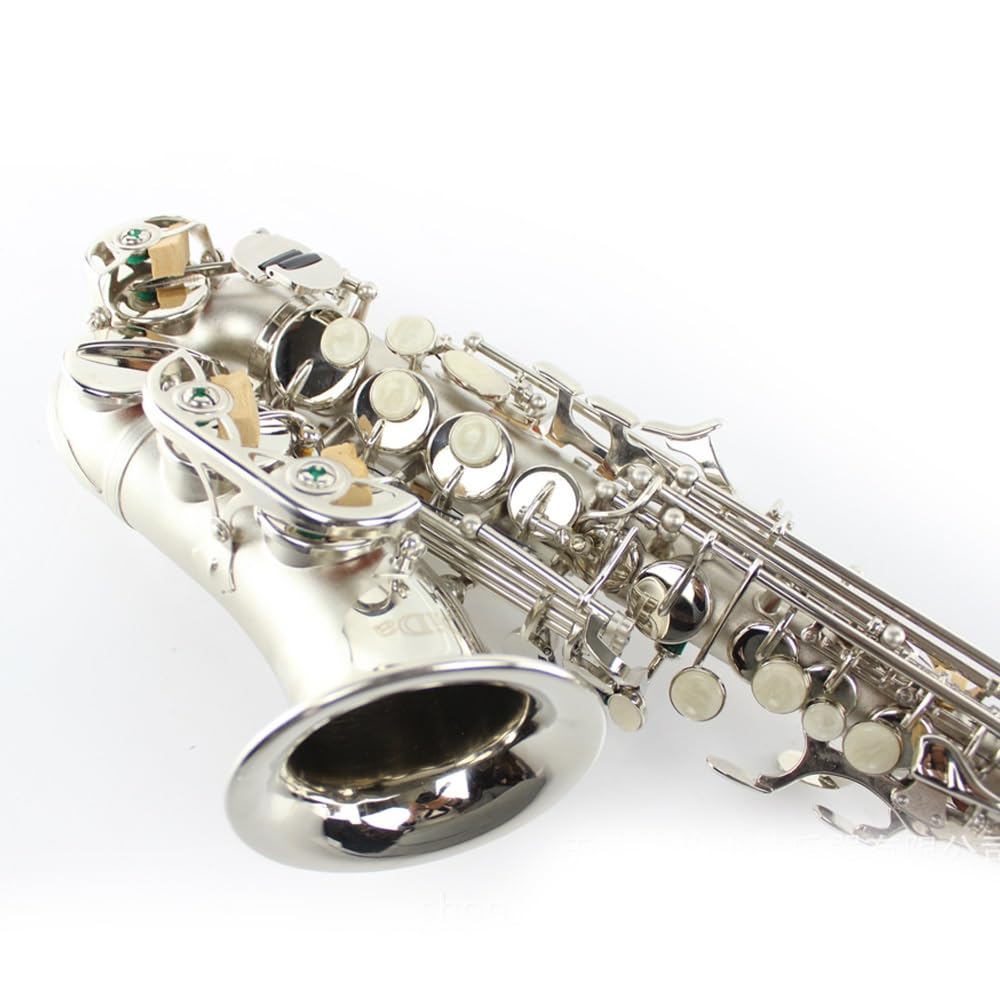 Saksofon sopranowy, profesjonalny instrument do gry, korpus z mosiądzu w kolorze srebrnym, profesjonalny saksofon altowy B-flat, zestaw saksofonowy, naciąg fletowy, futerał do przenoszenia, rękawiczki