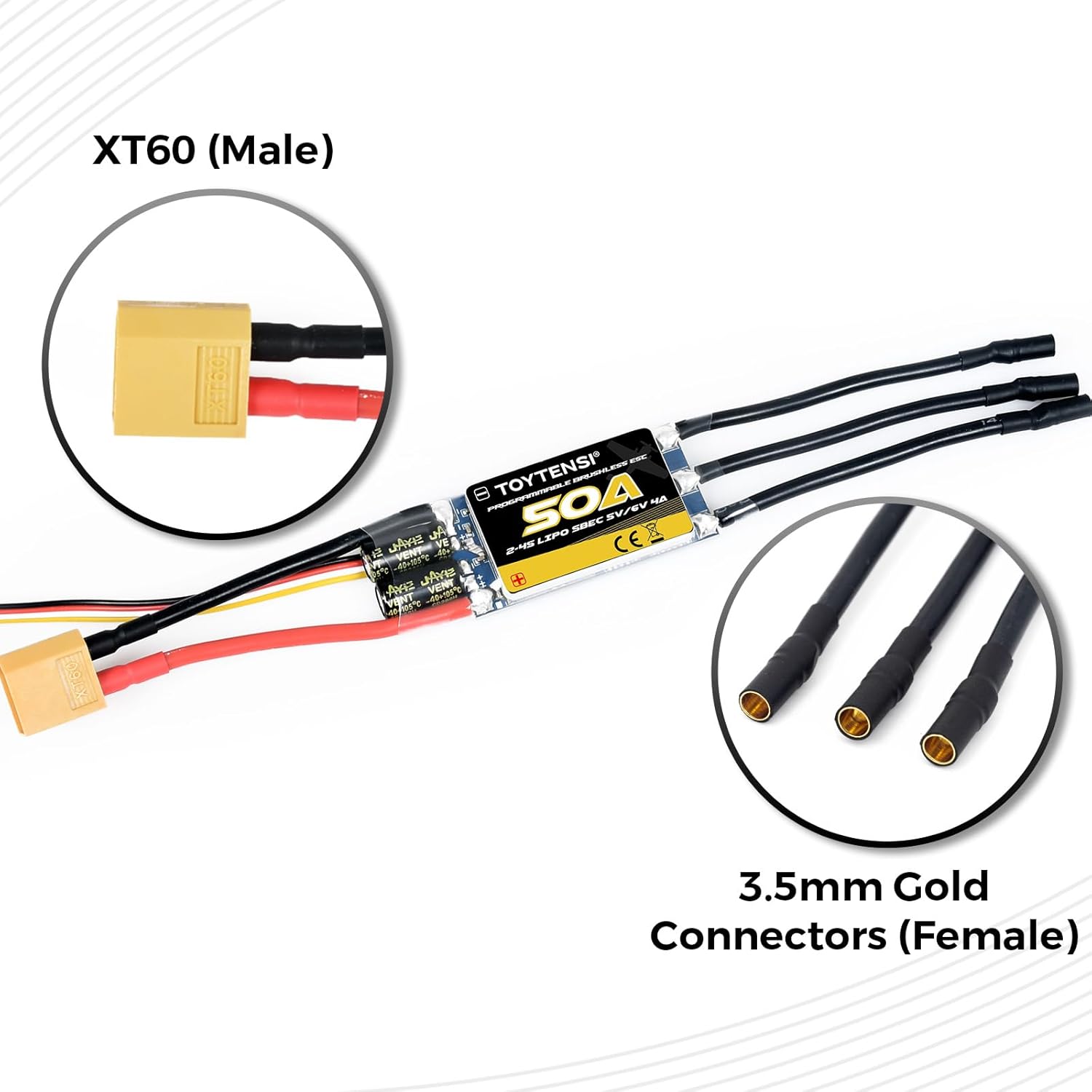 50A 2–4S RC Brushless Motor ESC for RC Plane & Airplane with 5V/6V 4A SBEC