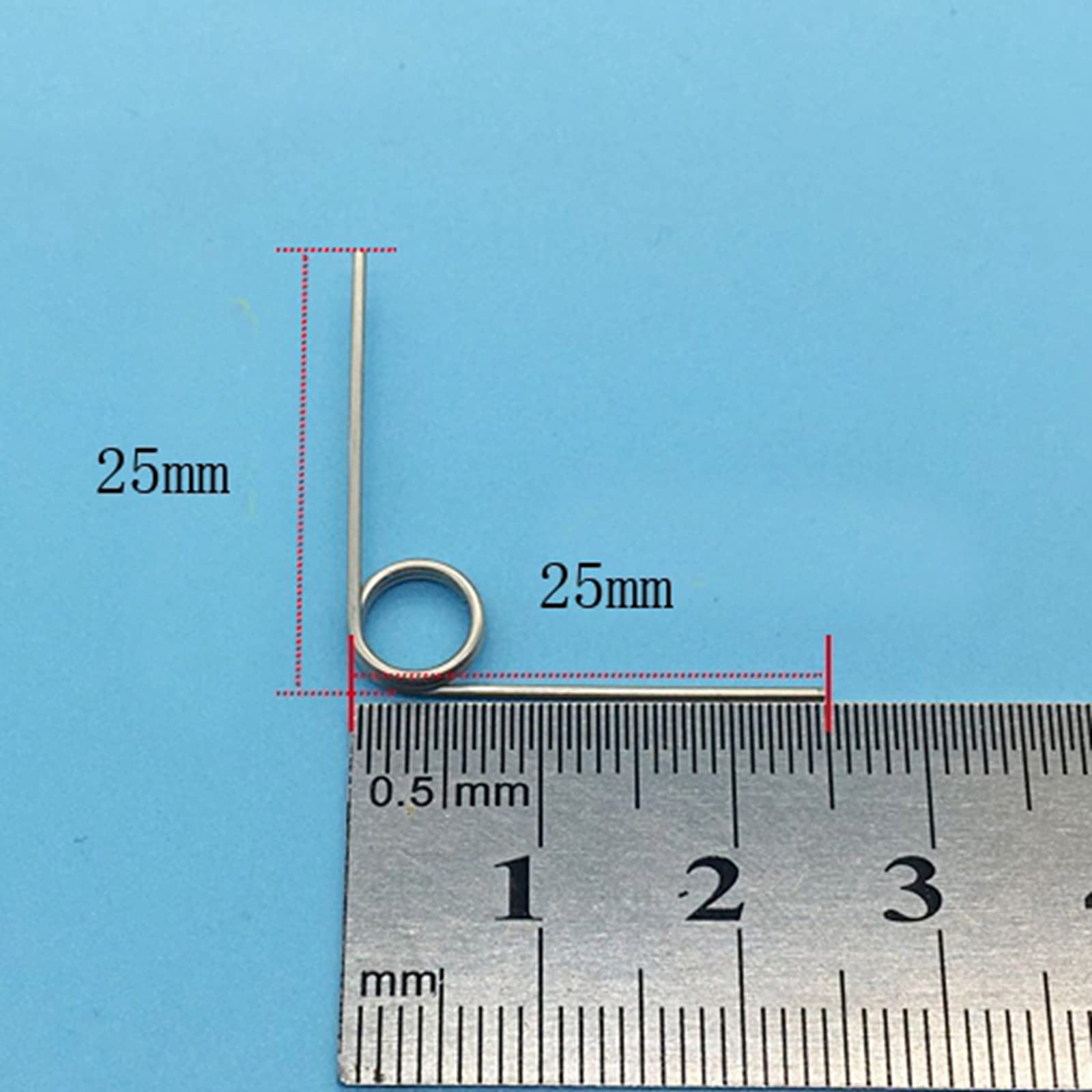 Molle di torsione in acciaio inossidabile, 50 pezzi, 90 gradi, diametro del filo 0,8 mm, molla di torsione, diametro esterno 7,4 mm, molla di torsione in acciaio inossidabile, 0,8 x 7,4 x 25 mm, come