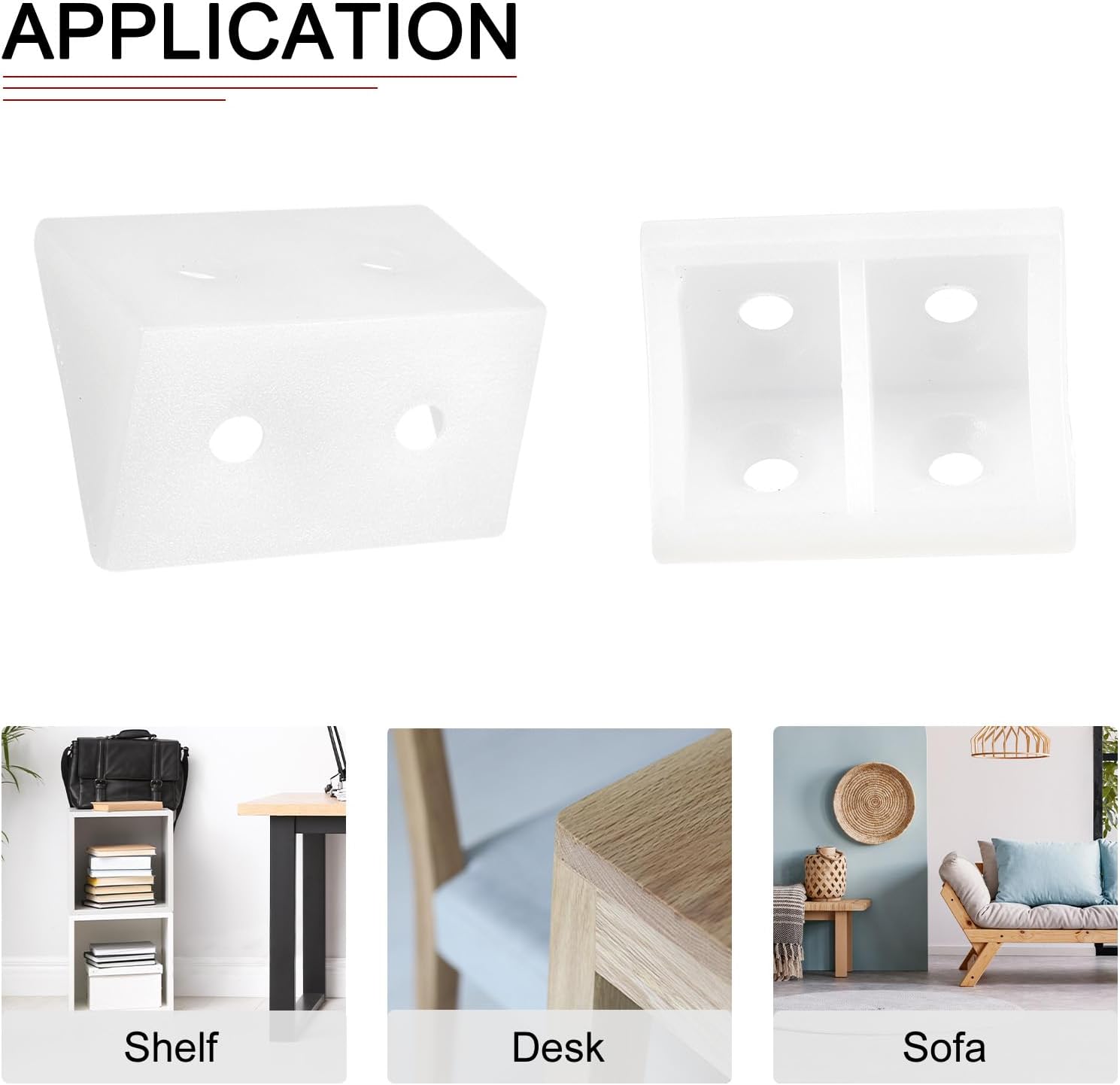 DTGN 33x19x19mm(LxWxH) Plastic Corner Brackets -100Pack - Good for Furniture Repairing - 4 Holes L Shape Right Angle Brace - White