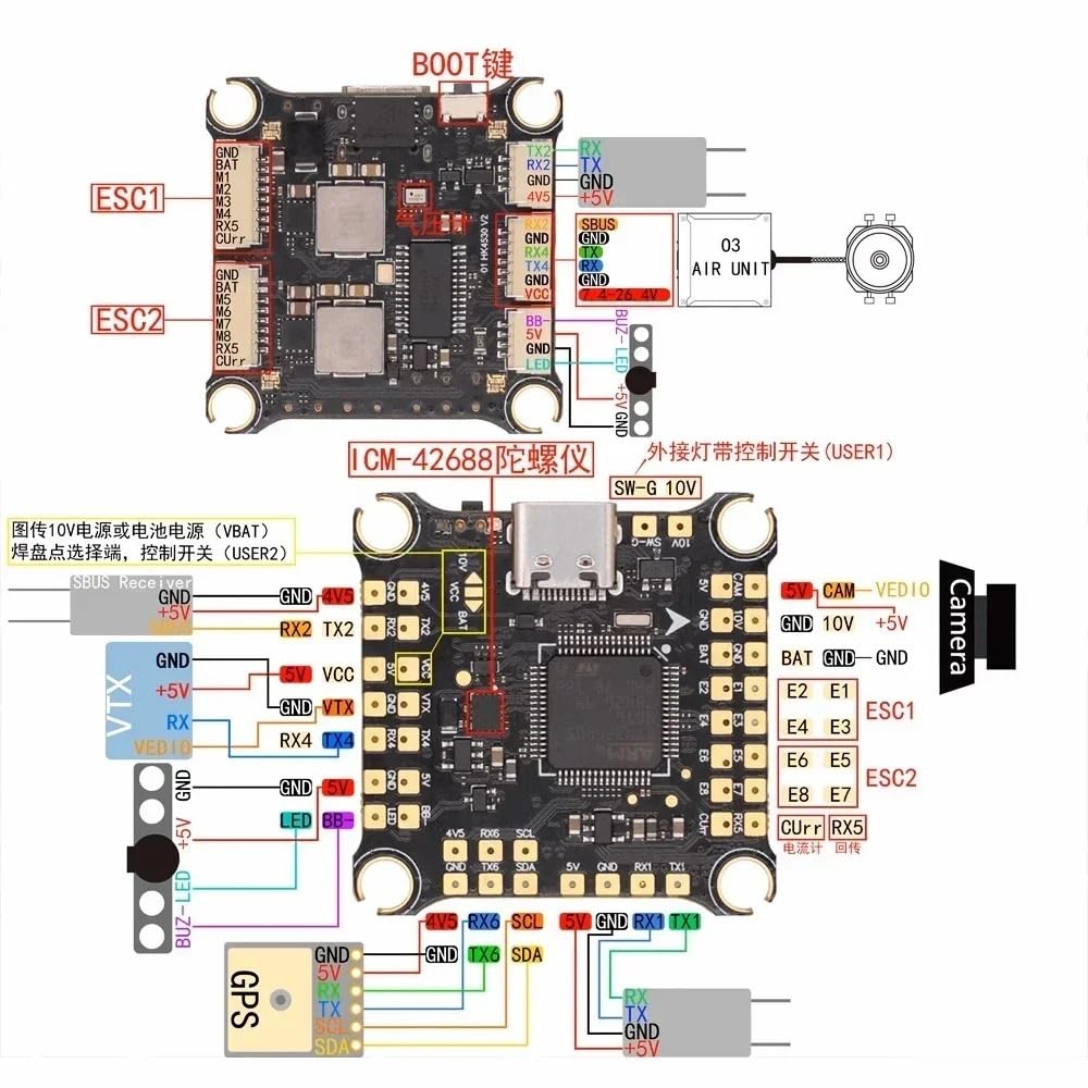 F405 V2 F4 kontroler lotu podwójny BEC z 45A 50A 60A 65A 4w1 ESC DShot 150 300 600 1200 PWM pasuje do części dronów wyścigowych RC FPV (F4 V2 z 65A ESC)