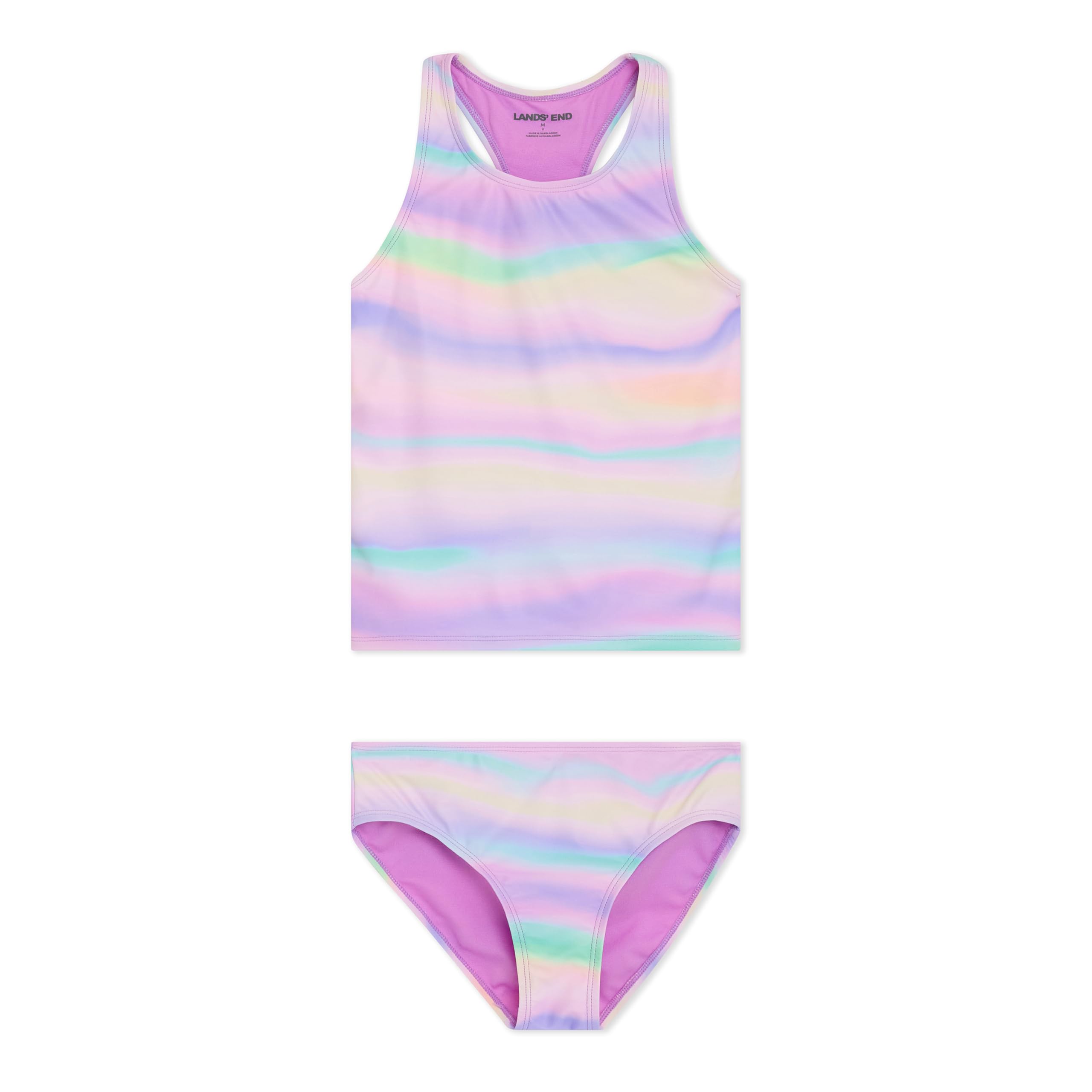 Lands' End Girls' UPF 50+ Swim Bikini Bottom and Racerback Tankini Set