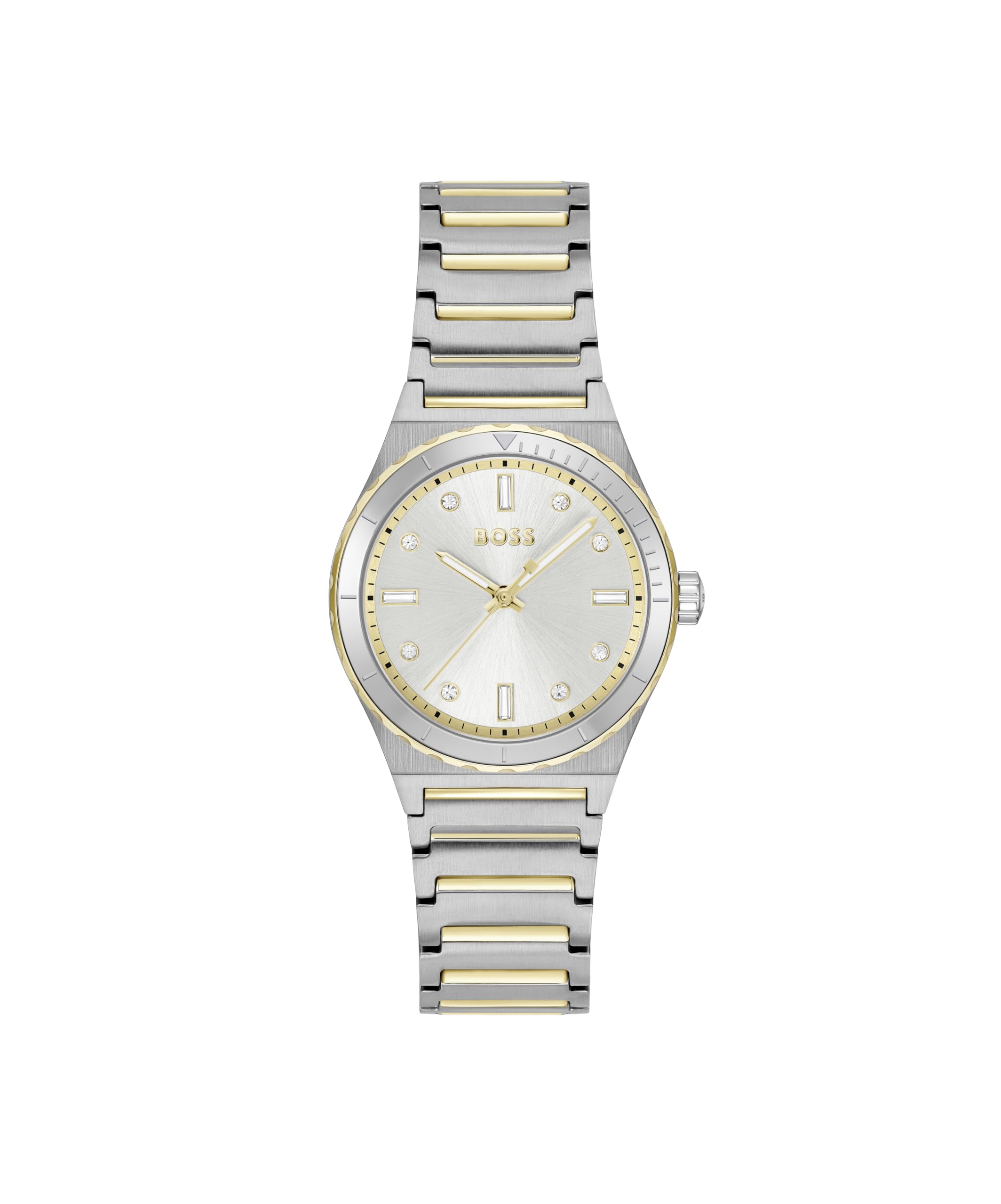 BOSS Three Hand Quartz Movement Watch for Women Candor Ladies Sport Collection with Two-Tone Stainless Steel Bracelet - 1502790