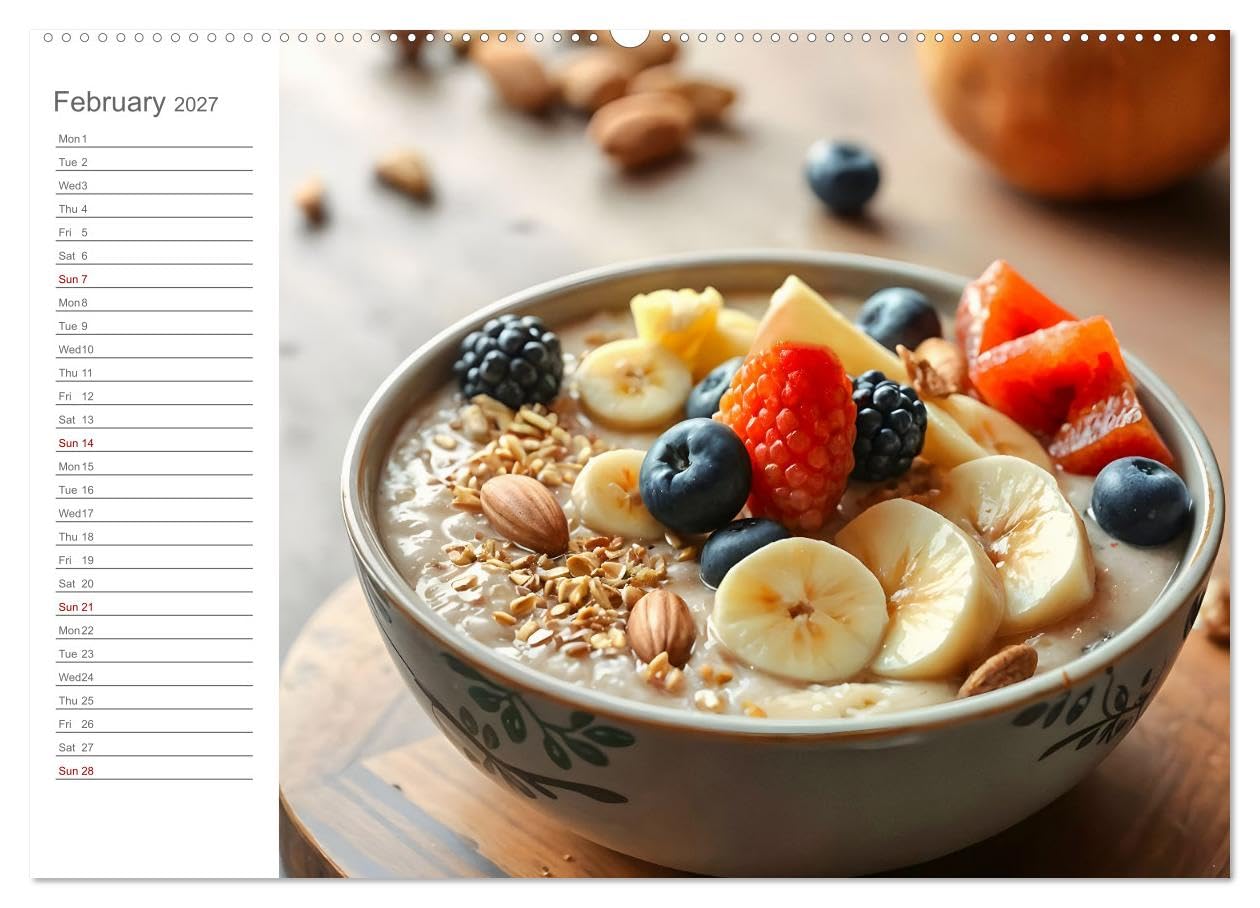 Snack yourself fit - Energy boost with superfood snacks (High Quality Premium Wall Calendar 2027 DIN A2 landscape),CALVENDO 12 Month Wall Calendar: Healthy and delicious superfood snacks