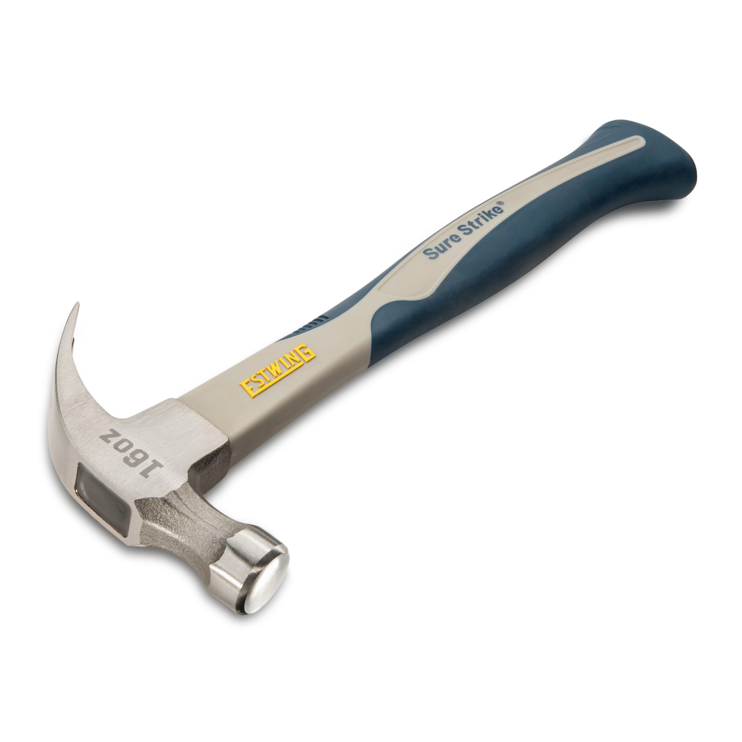 ESTWING Sure Strike Hammer SSCF16C - Martillo de garra curvada de 16 onzas con cara lisa y mango de fibra de carbono