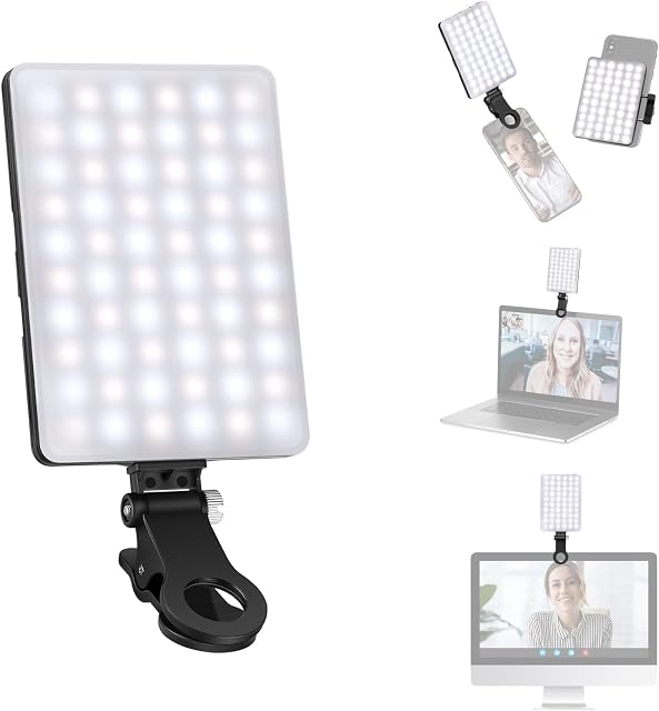 Neewer LED Video Conference Light Kit with Clip & Phone Holder for iPhone/Tablet/Laptop, Dimmable CRI 95+ with 3 Light Modes, Built-in 2000mAh Battery for Zoom Calls/Remote Working/Live Stream/Selfie