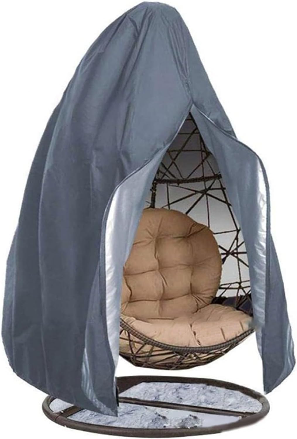 YUETTYY Hanging Egg Chair Waterproof Cover,420D Oxford Full Coverage Swing ChairHanging Egg Chair Cover,230 x 200 cm Waterproof Outdoor Furniture Cover for Egg Chairs (Grey)