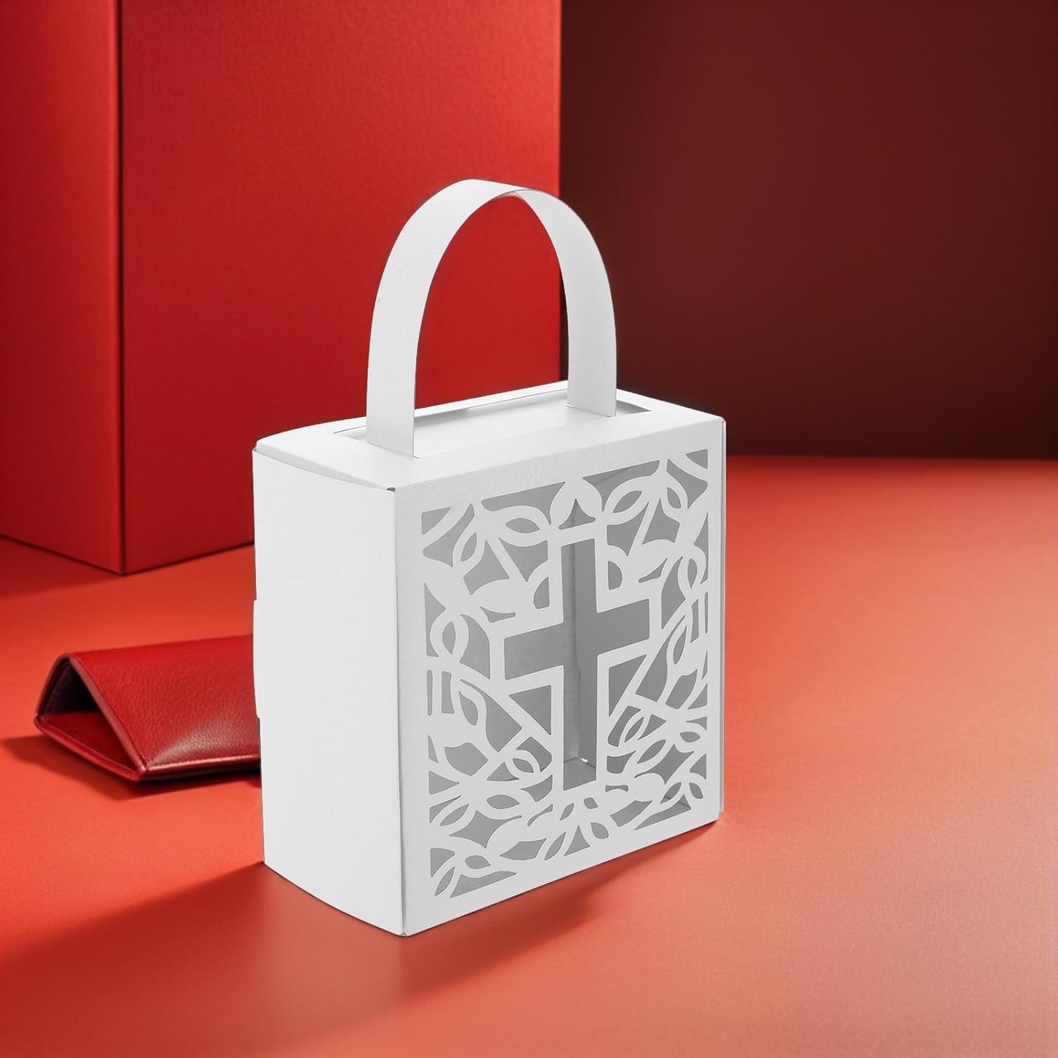 Luxshiny White Cross Gift Bags with Handles 25pcs for Xmas Halloween Season image 5