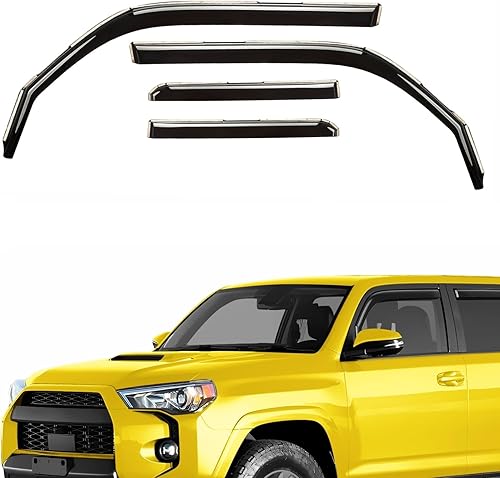 Deflectores de ventana extra duraderos en el canal, protectores de lluvia aptos para Toyota 4Runner 2010-2024, viseras de sol, viseras de