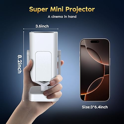 Miniatura 3 de Mini proyector portátil con WiFi 6 y Bluetooth 5.2 Android, soporte 1080P 4K con aplicaciones integradas, 200 lúmenes ANSI, corrección Keystone