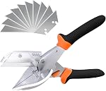 Zhushan Multifunctional Shears Hand Tools Multi Angle Miter Shear Cutter | 10 Replacement Blades, 45-135 Degree Adjustable Angle, Trim Tools, Cutting Chamfer, Soft Wood and Plastic PVC