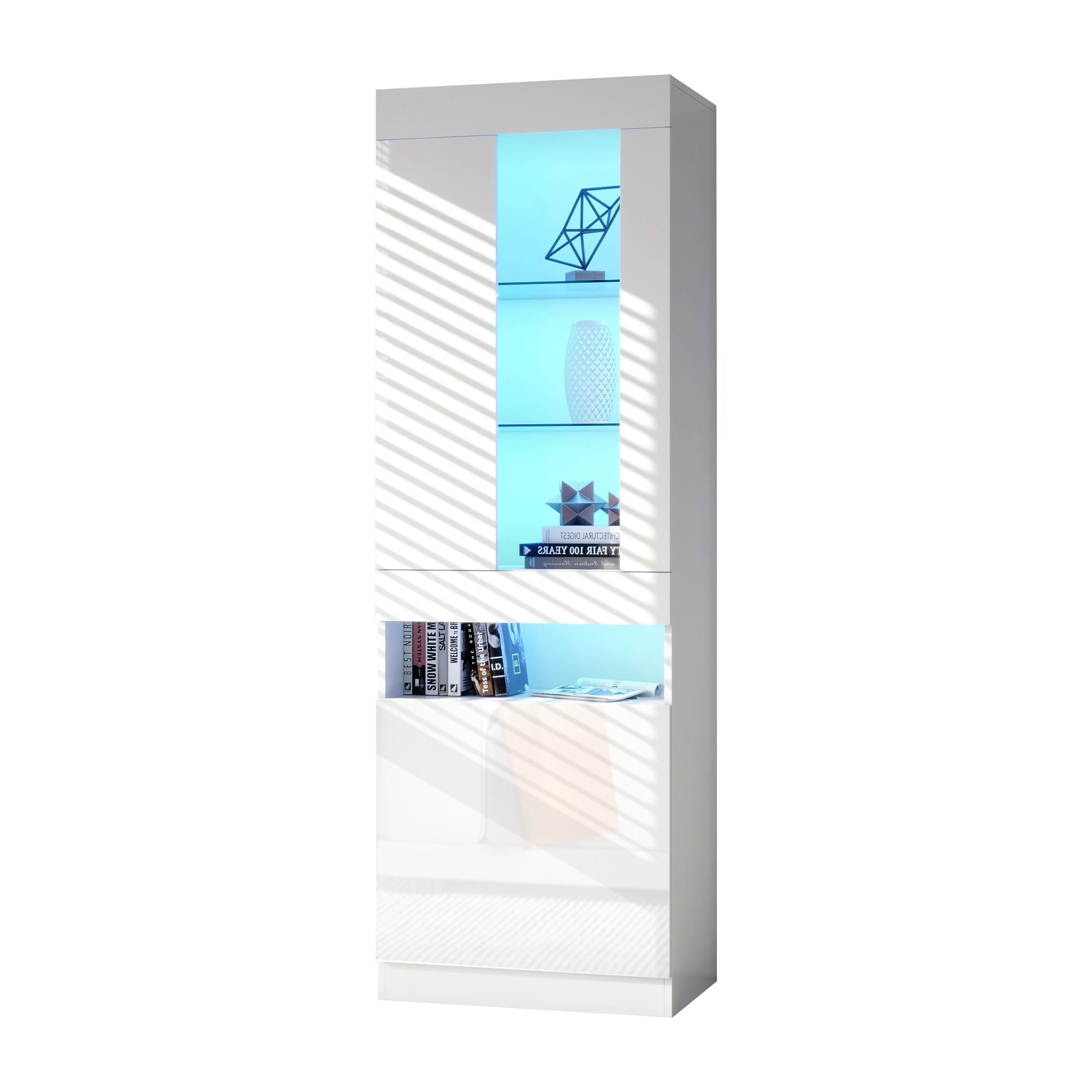 Vetrina Con Illuminazione a LED 16 Colori per Soggiorno, Pareti a LED (Bianco)