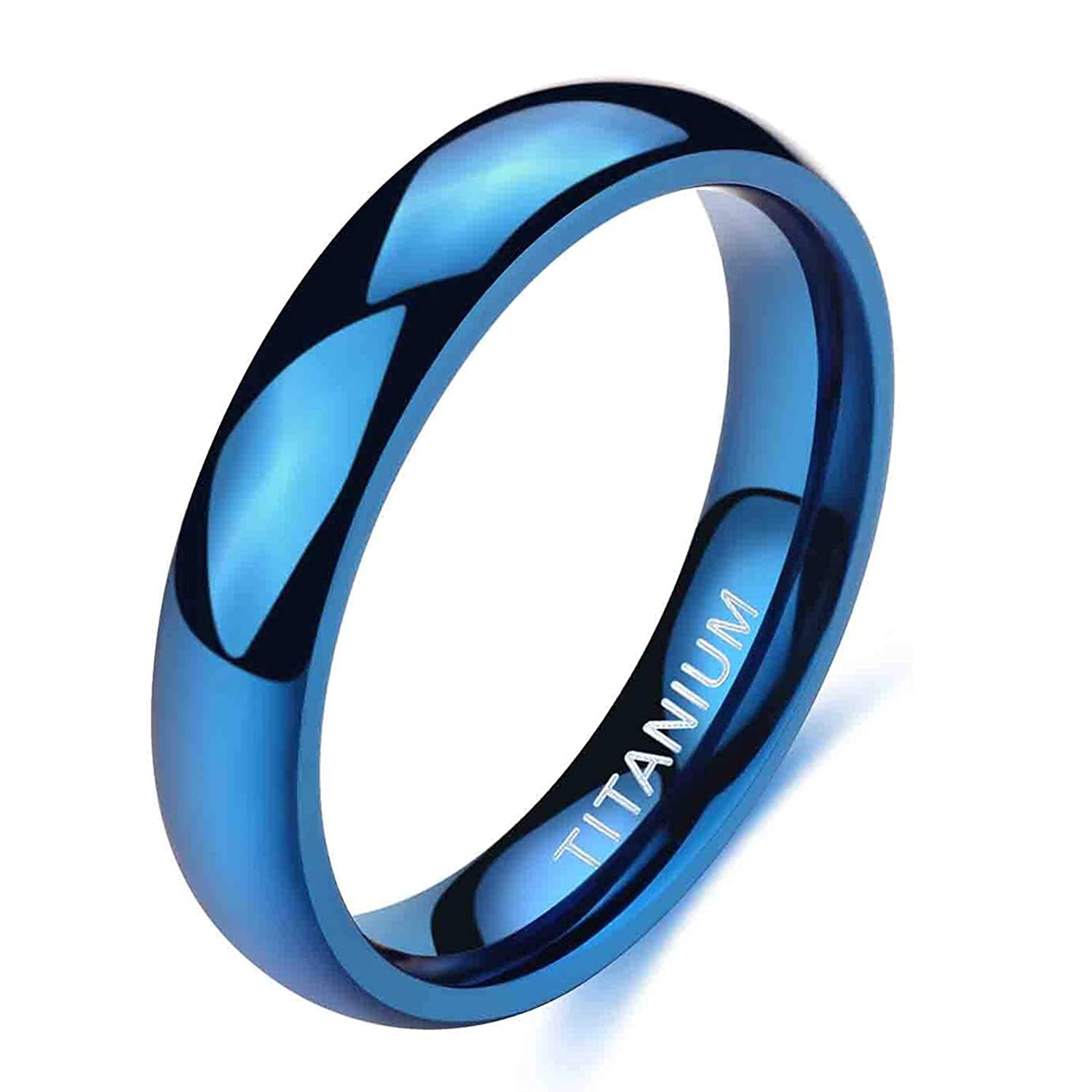 Zakk Anelli da uomo e donna in titanio blu sottile lucido anello di fidanzamento fedi nuziali 2mm 4mm