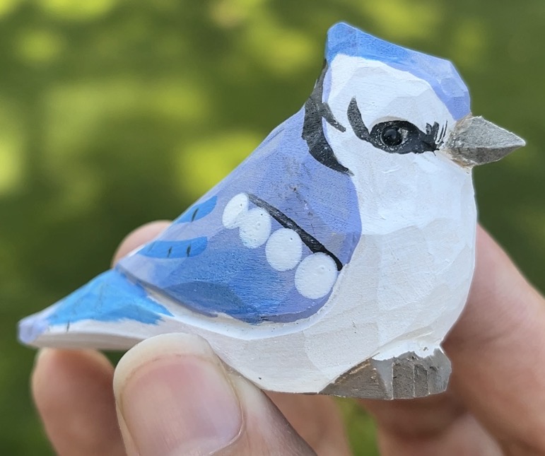 Figura Decorativa de Pájaro Azul Tallada en Madera miniatura 7