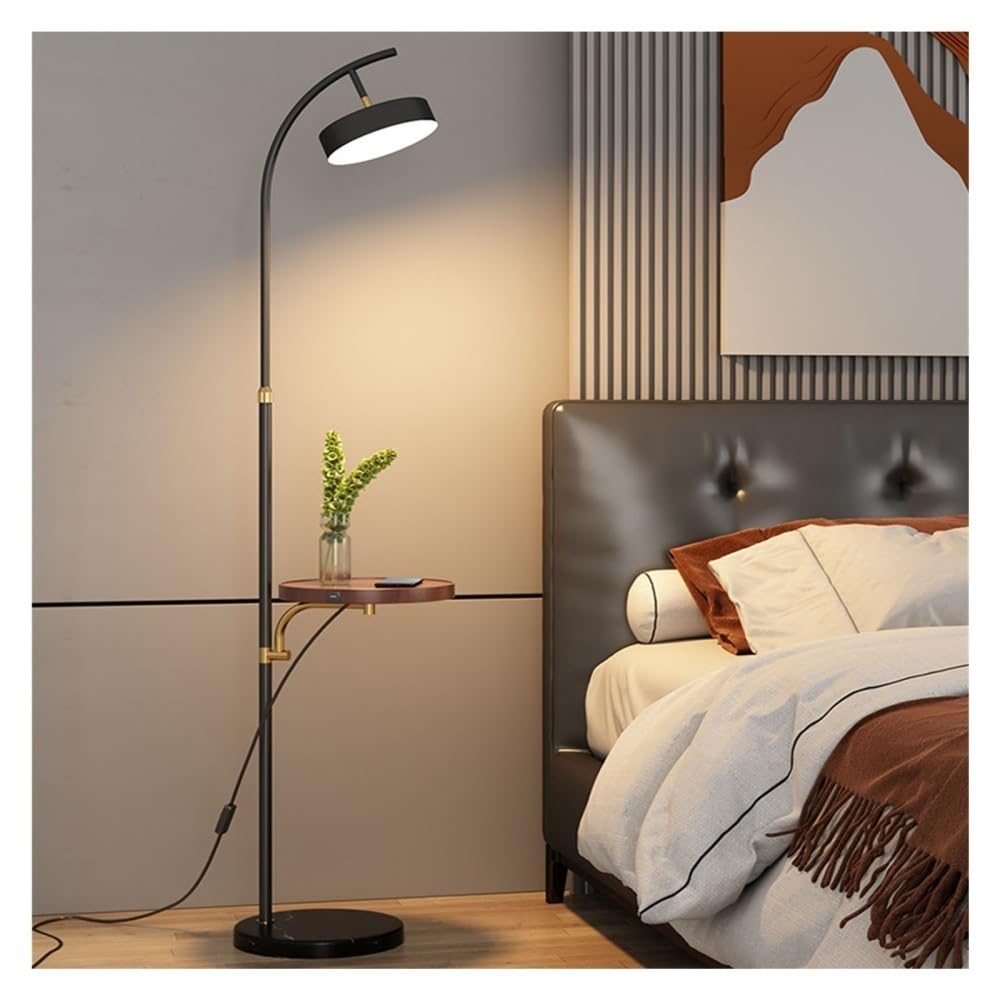 Jian1004 Floor Lamp, Marble Arched Floor Lamp with Table, 360° Rotatable Shade for Living Room Office(Brown)