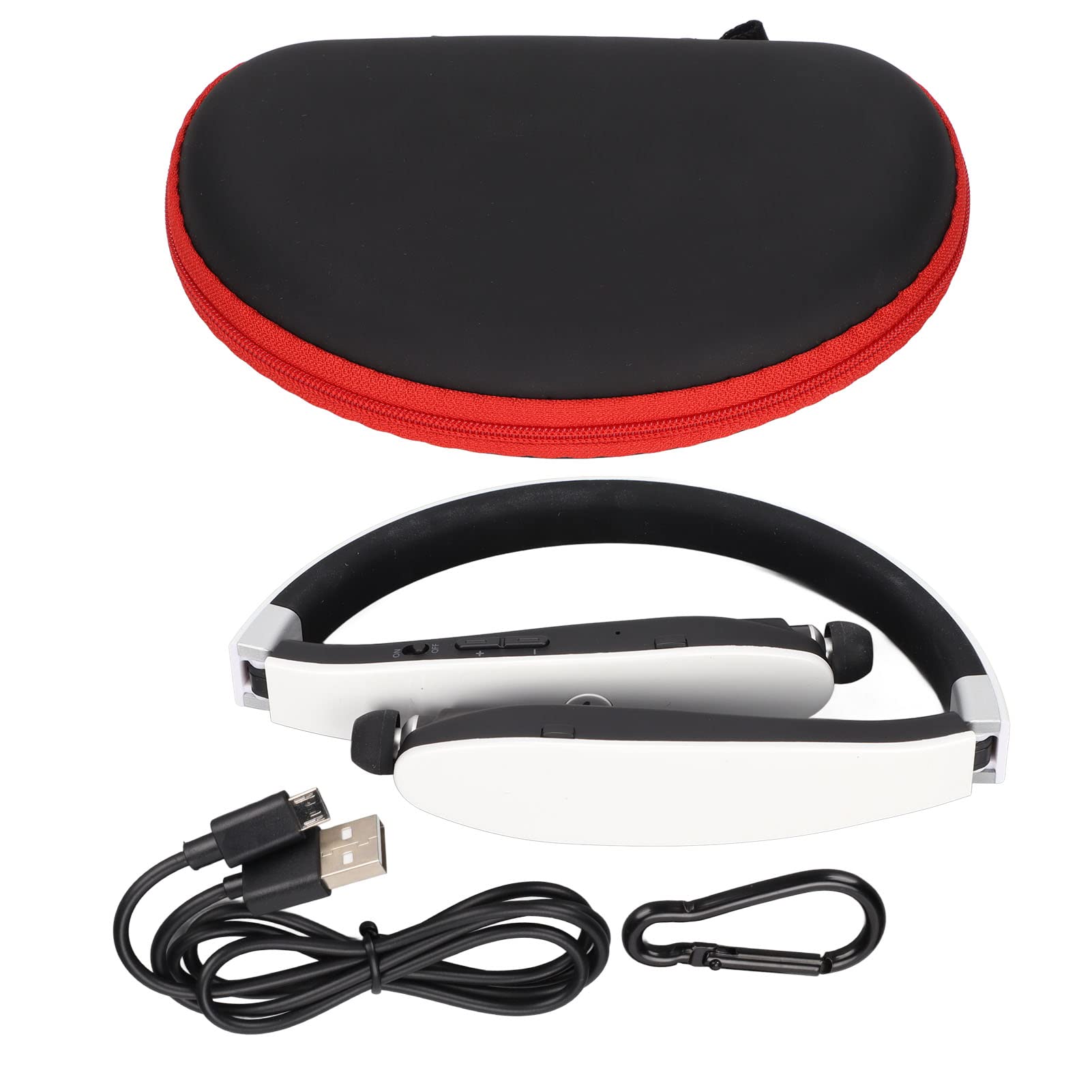 Cuffie Bluetooth 5.0 con Archetto daCollo, Cancellazione Del Rumore CVC Microfono HD Subwoofer Stereo Auricolari Retrattili Pieghevoli, Chiare Chiamate Stabili per L'allenamento Sport(Bianco)
