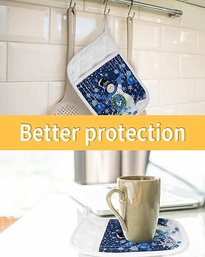 Miniatura 7 de Juego de 2 agarraderas de tela de toalla con bolsillo antideslizante y aislante de calor para cocina, guantes gruesos para horno, para hornear, bola