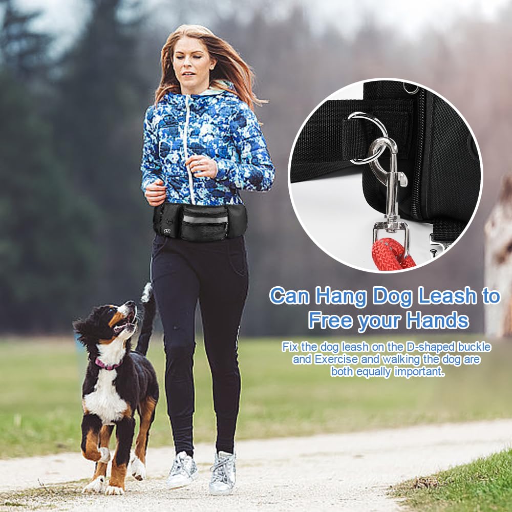 Porta Premietti per Cani 4 in 1 Borsa Addestramento Cane Regolabile Sacchetto di Addestramento per Cane con Ciotola Pieghevole per Animali Domestici per Cibo Cani, Bottiglie d'Acqua(Nero)
