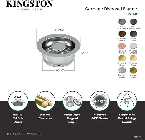 Miniatura 3 de Kingston Brass BS3003VN - Brida de eliminación de basura, acero inoxidable negro